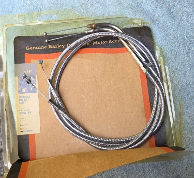 Harley V Rod Vrsc HD # 56595-03 Stainless Steel Throttle & Idle Cable Lines New Harley V Rod Vrsc HD # 56595-03 Stainless Steel Throttle & Idle Cable Lines New