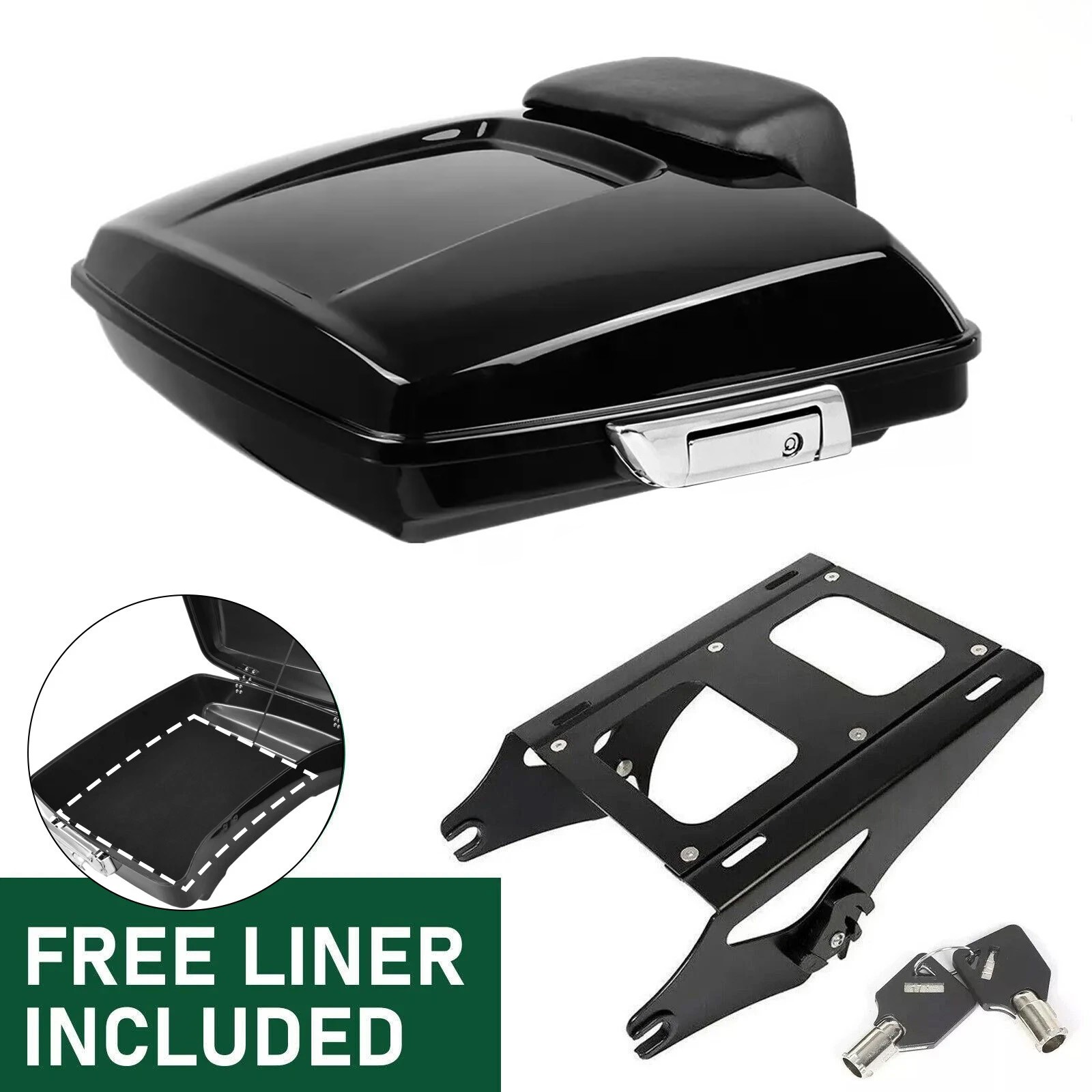 Razor Trunk Pack Backrest Rack For Harley Touring Road King Street Glide 2014-26 Razor Trunk Pack Backrest Rack For Harley Touring Road King Street Glide 2014-26
