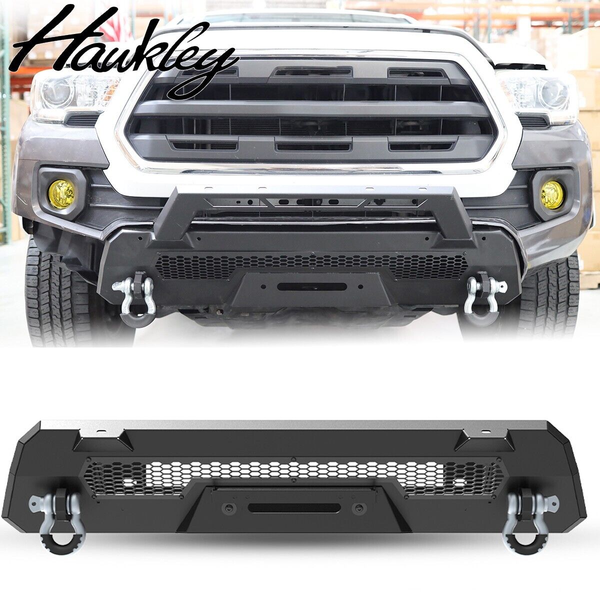 Powder Coated Steel Front Bumper Body w/2*D-Rings For 2016-2023 Toyota Tacoma