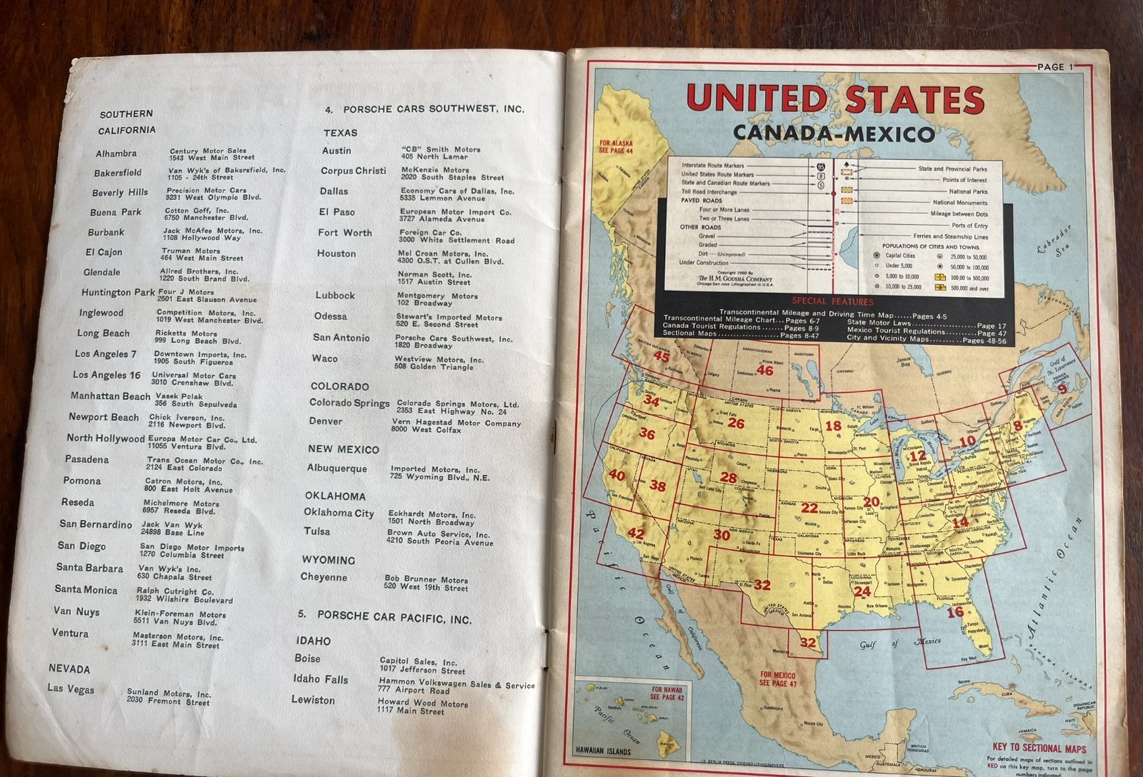 1960 Porsche of America Teaneck NJ Service Directory Map Booklet HM Gousha Mench