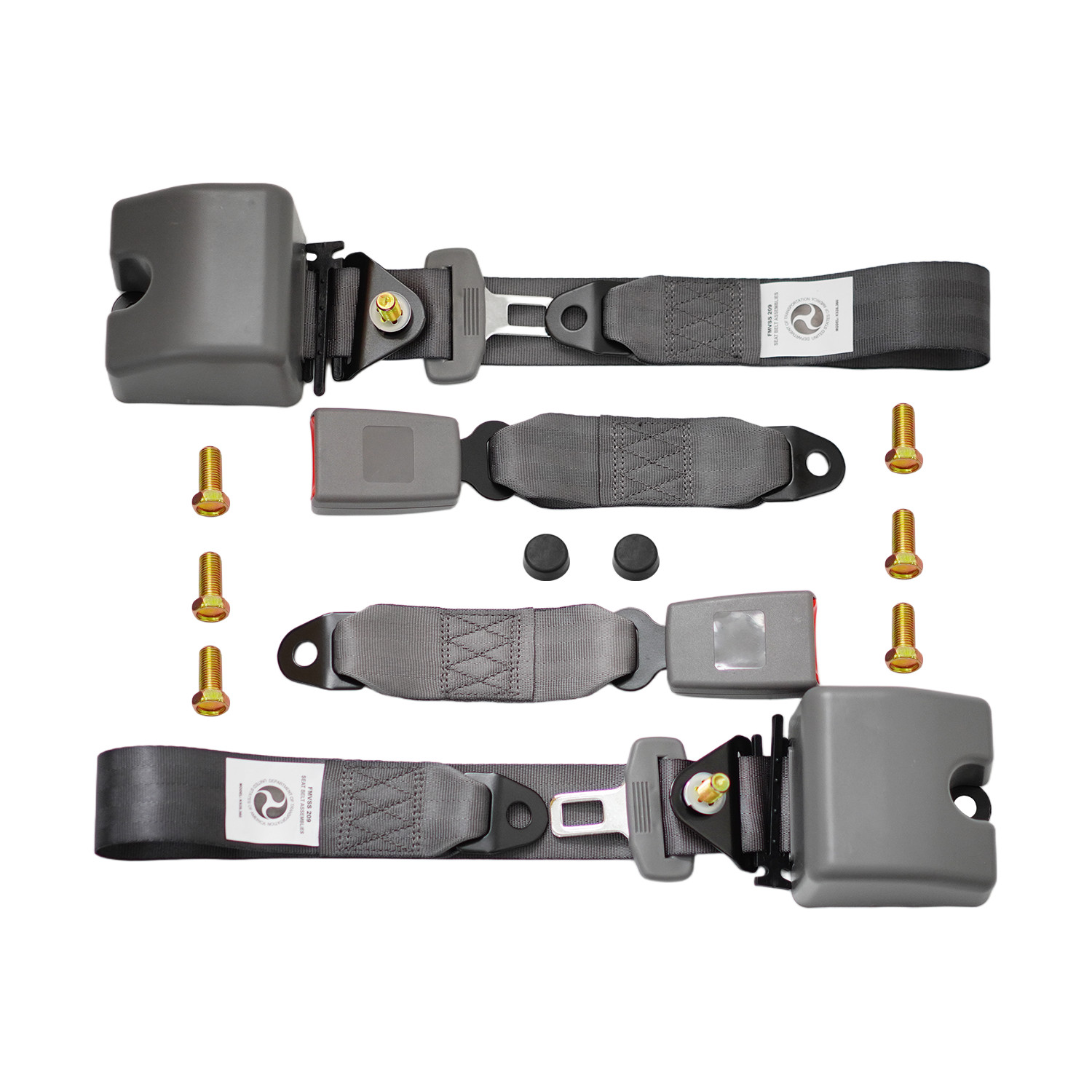 2 Sets Retractable 3‑Point Gray Safety Seat Belt For Toyota Corolla