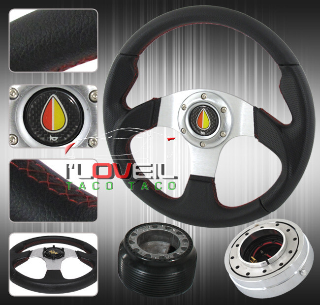 320mm Pvc Leather Wrapped Steering Wheel + Removable Quick Release Chrome + Hub 320mm Pvc Leather Wrapped Steering Wheel + Removable Quick Release Chrome + Hub
