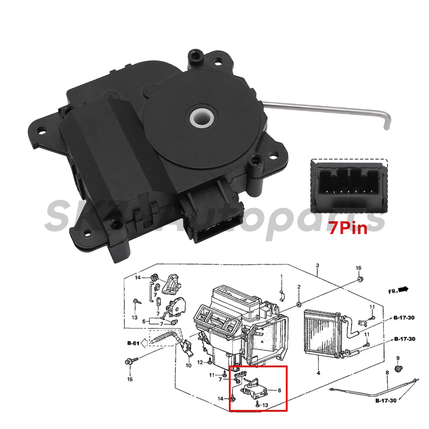 Heater HVAC Passenger Air Mode Blend Door Motor for 1998-2002 Honda Accord