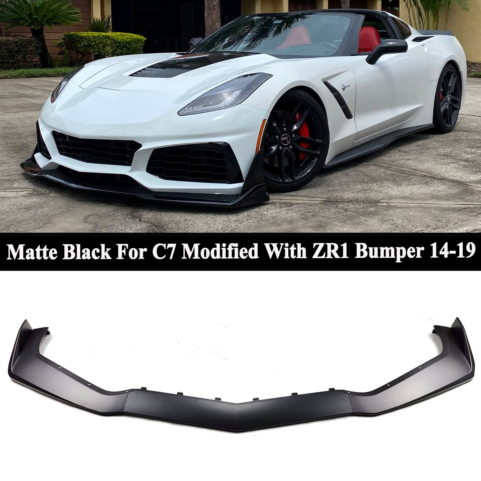 For Corvette 14-19 C7 Modified W/ ZR1 Conversion Bumper Front Lower Lip Splitter For Corvette 14-19 C7 Modified W/ ZR1 Conversion Bumper Front Lower Lip Splitter