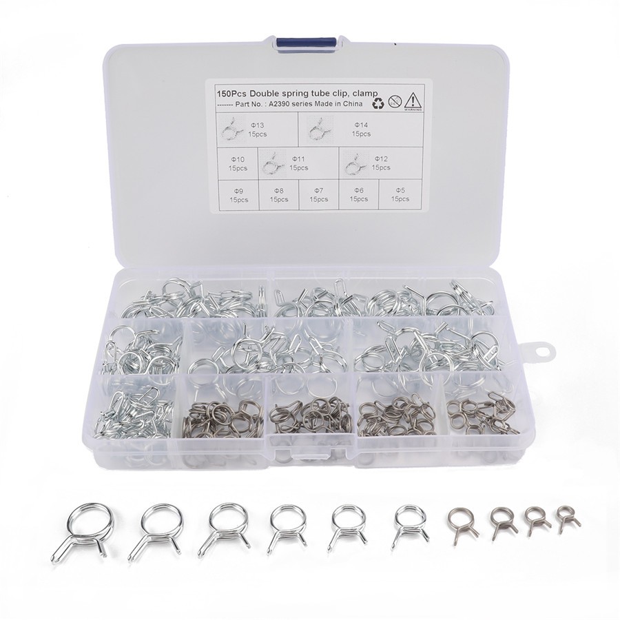 150Pcs Motorcycle Fuel Line Hose Tubing Spring Clips Clamps Stainless Steel 304 150Pcs Motorcycle Fuel Line Hose Tubing Spring Clips Clamps Stainless Steel 304
