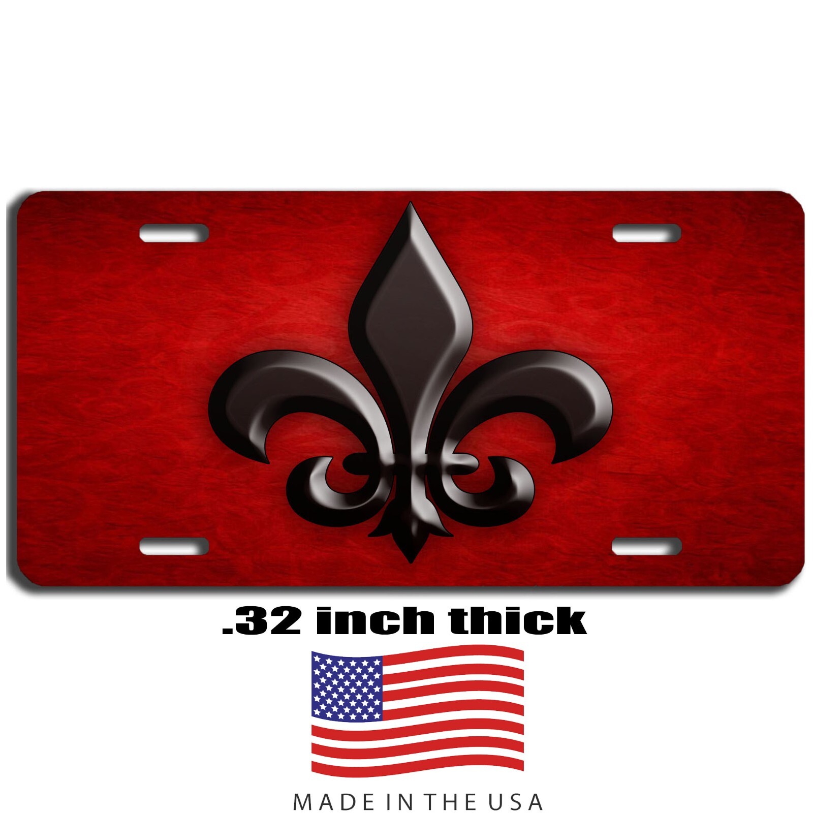 Fleur-de-lis vanity license plate car truck SUV tag black and red Fleur-de-lis vanity license plate car truck SUV tag black and red
