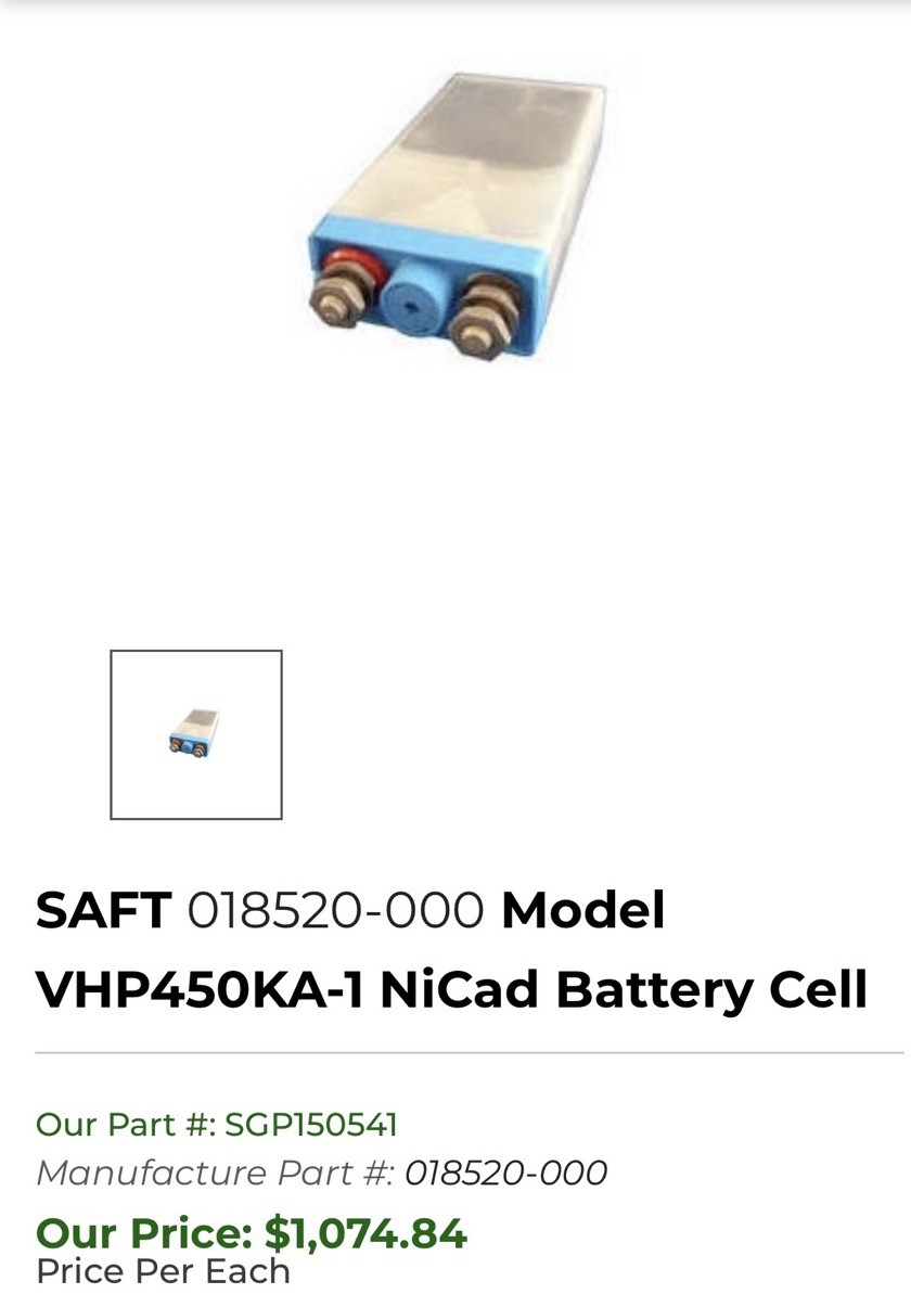 Saft Nicad Cell 018520-000 or VHP450KA-1 Saft Nicad Cell 018520-000 or VHP450KA-1