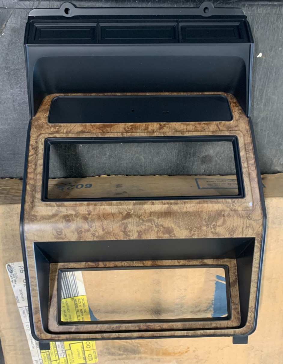 NOS 1980-1986 Ford Truck Bronco Center Dash Radio / Heater XL Wood Bezel Trim