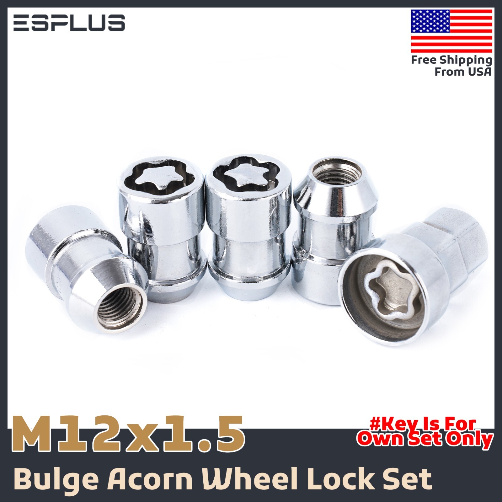 4x Buick Wheel Lock 12x1.5 Chrome Fit Encore/Electra/LaCrosse/Lucerue/Regal etc