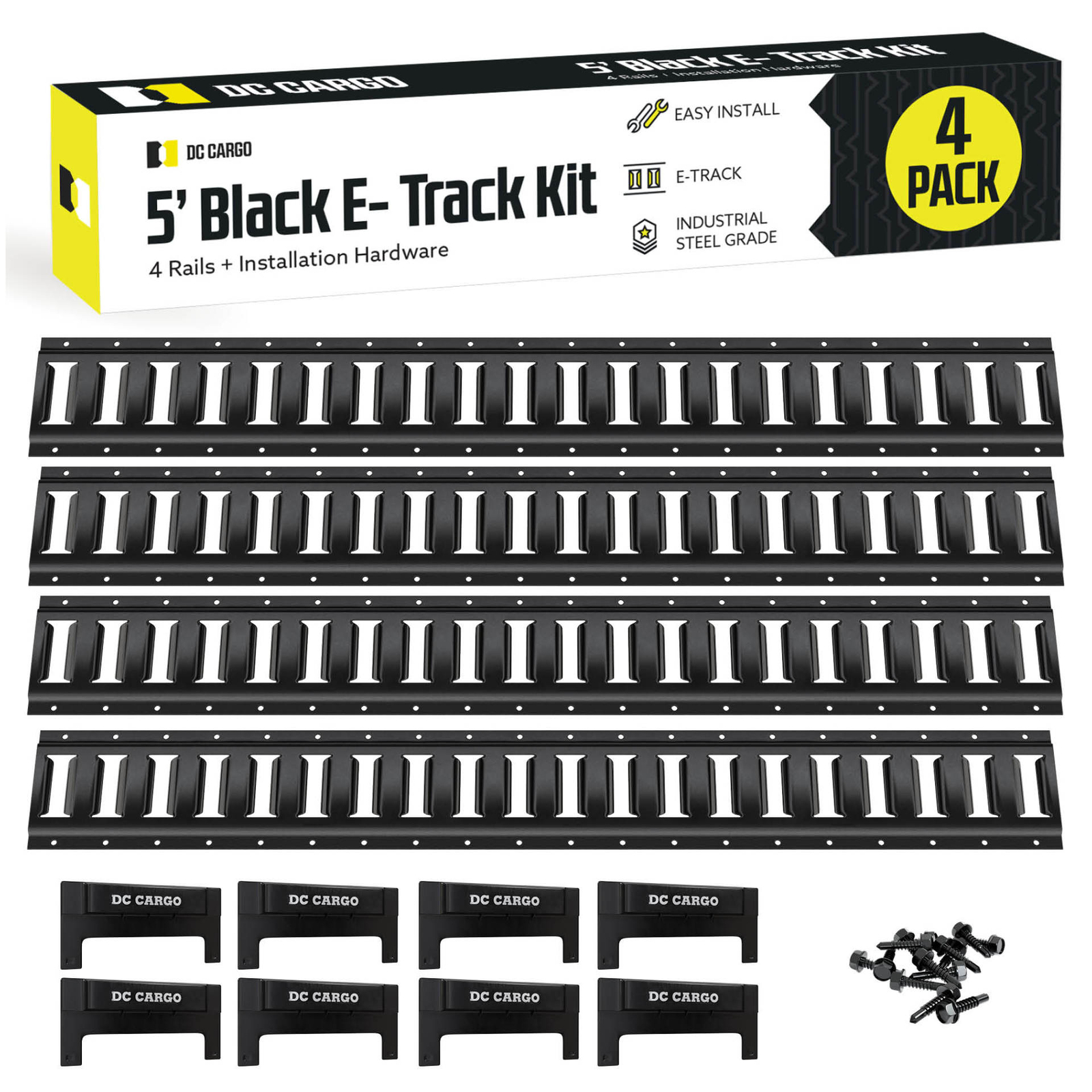 DC Cargo E-Track Rails and Installation and End Caps, Black Powder Coated