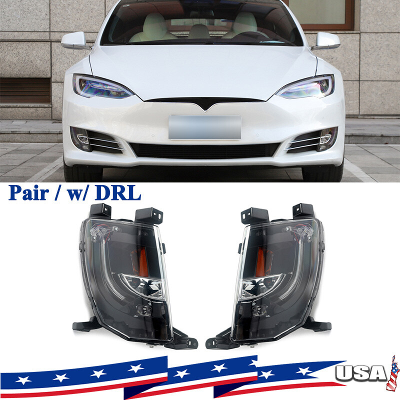 LED Front Fog Light W/ DRL For Tesla Model S 2016-2020 Driver Passenger Fog Lamp