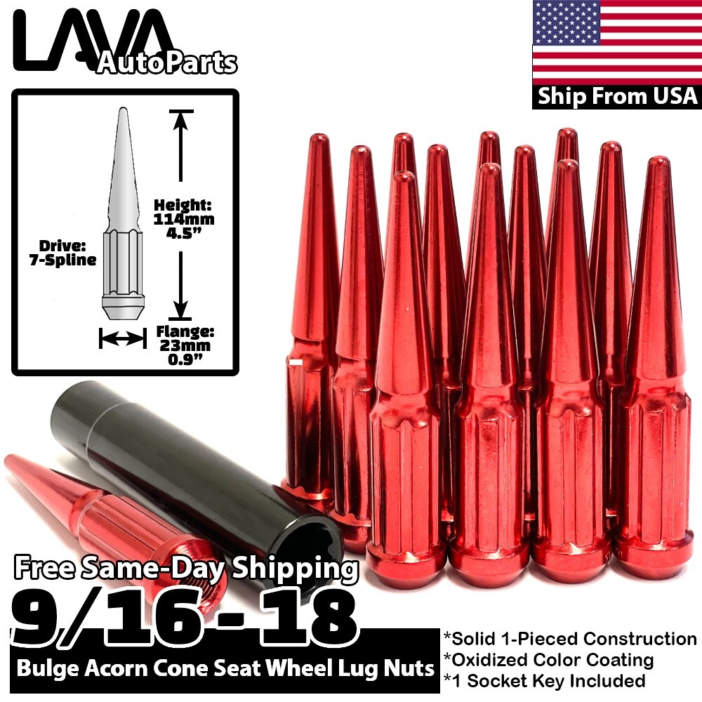 20x Red 9/16-18 Spline Spike Lug Nuts Fit Dodge Dakota Durango Ram1500 Raider