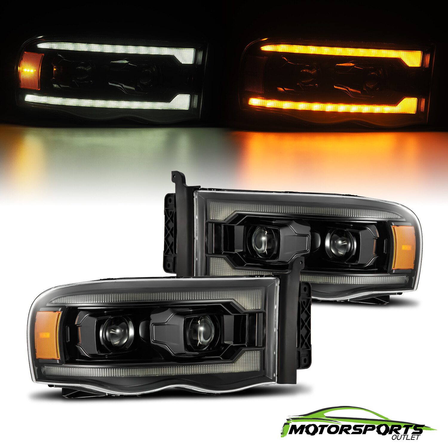 For AREX 02-05 Dodge Ram 1500/2500 PRO-Series Projector Headlights Alpha-Black
