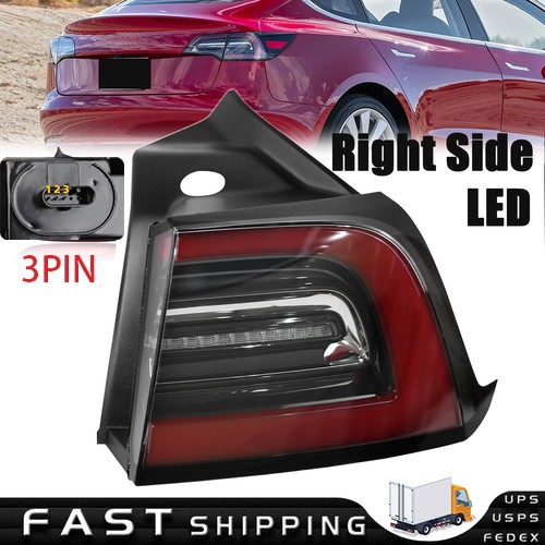 3PIN For 2017-2023 Tesla Model 3 Y LED Tail Lamp Outer Rear Right Passenger Side