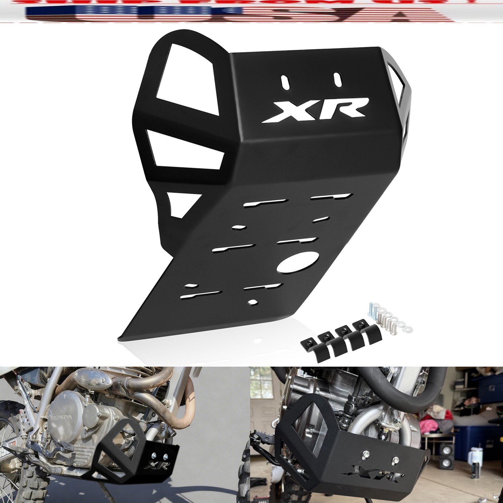 US 1993-2025 XR650L BLACK Skid Plate Cover Guard For 1989-2000 Honda XR600R