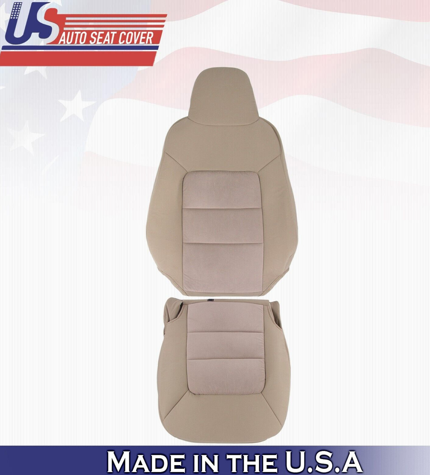 2005 2006 For Ford Expedition XLT Front Driver Top & Bottom Cloth Covers Tan