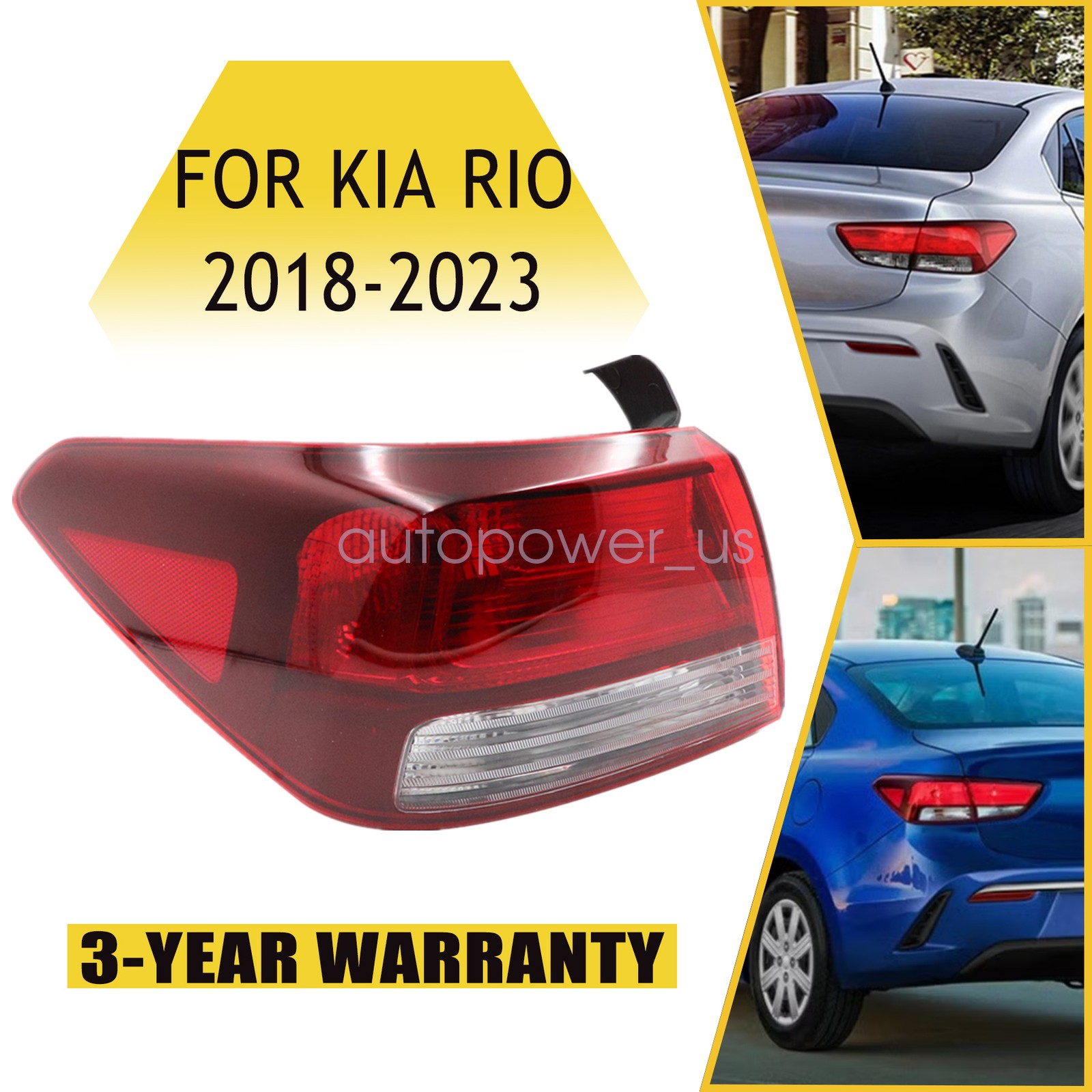 For 2018-2023 Kia Rio Tail Light Brakelight Lamp Driver Left Side 92401H9100