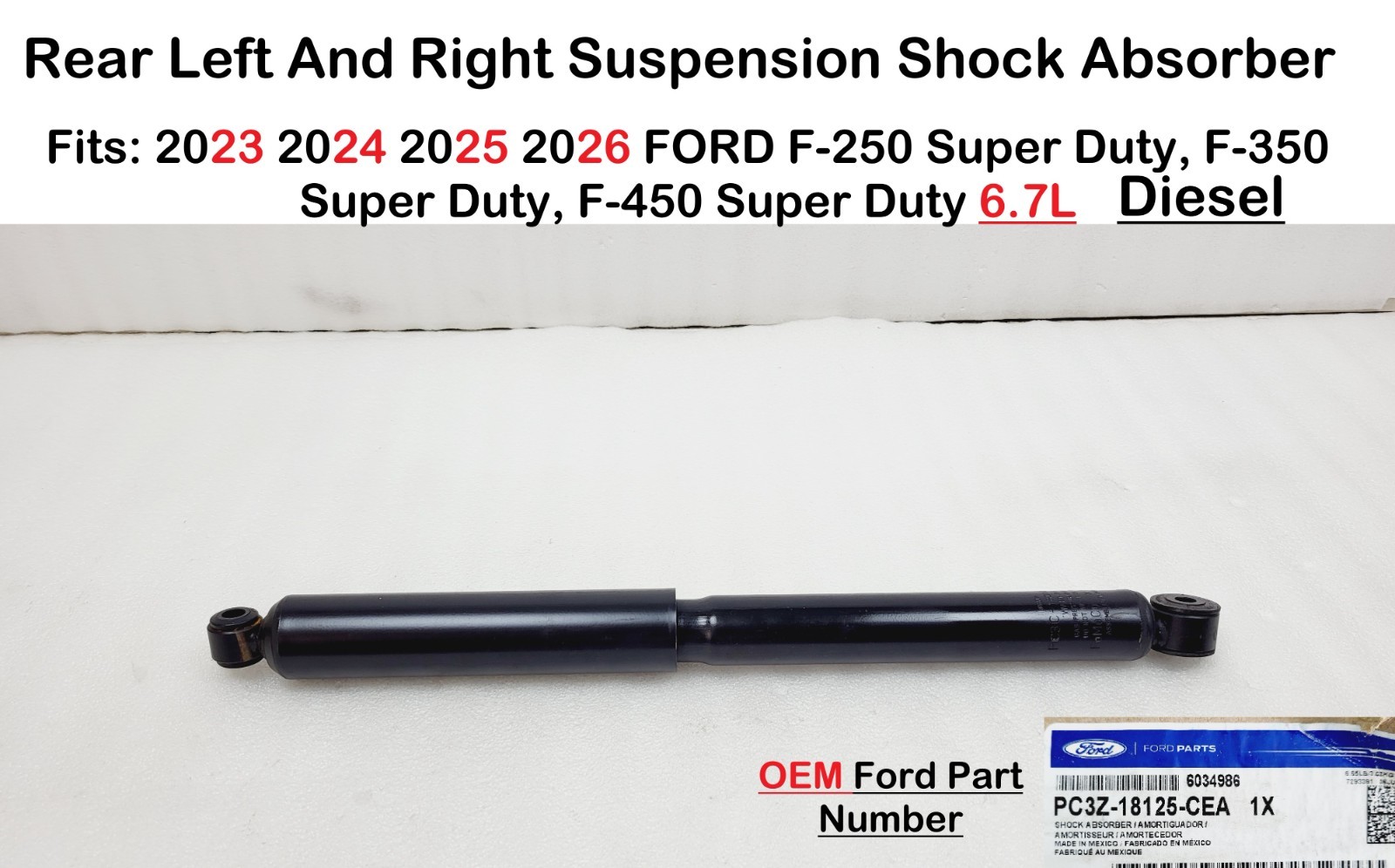 OEM Ford 2023-2026 Super Duty 6.7L Rear Suspension Shock Absorber PC3Z18125CEA