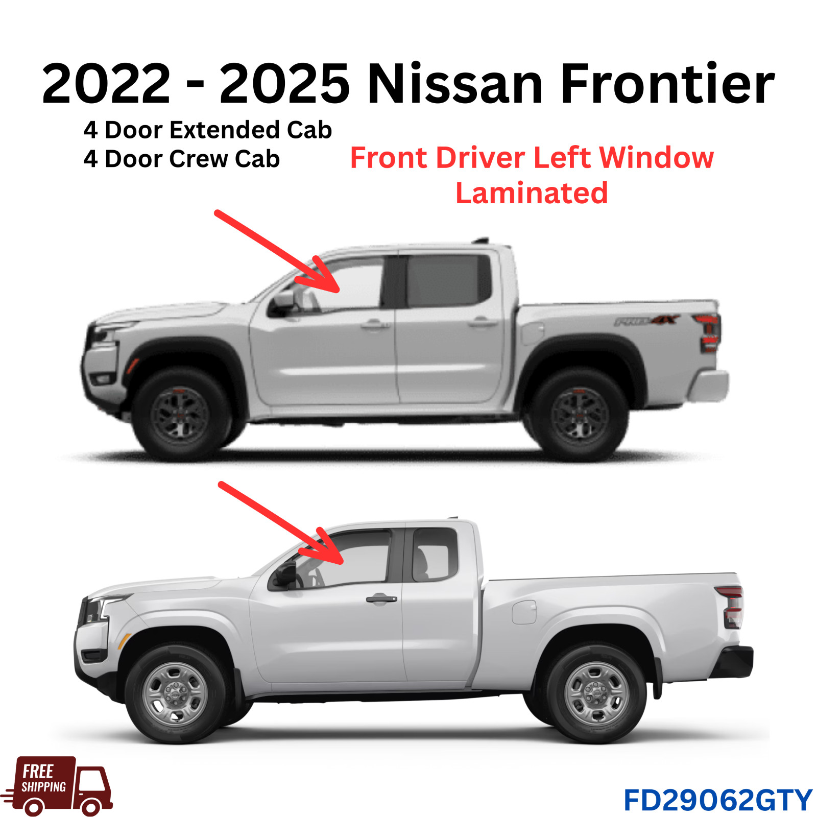 For 22-25 Nissan Frontier Driver Left Side Front Door Window Glass Laminated For 22-25 Nissan Frontier Driver Left Side Front Door Window Glass Laminated