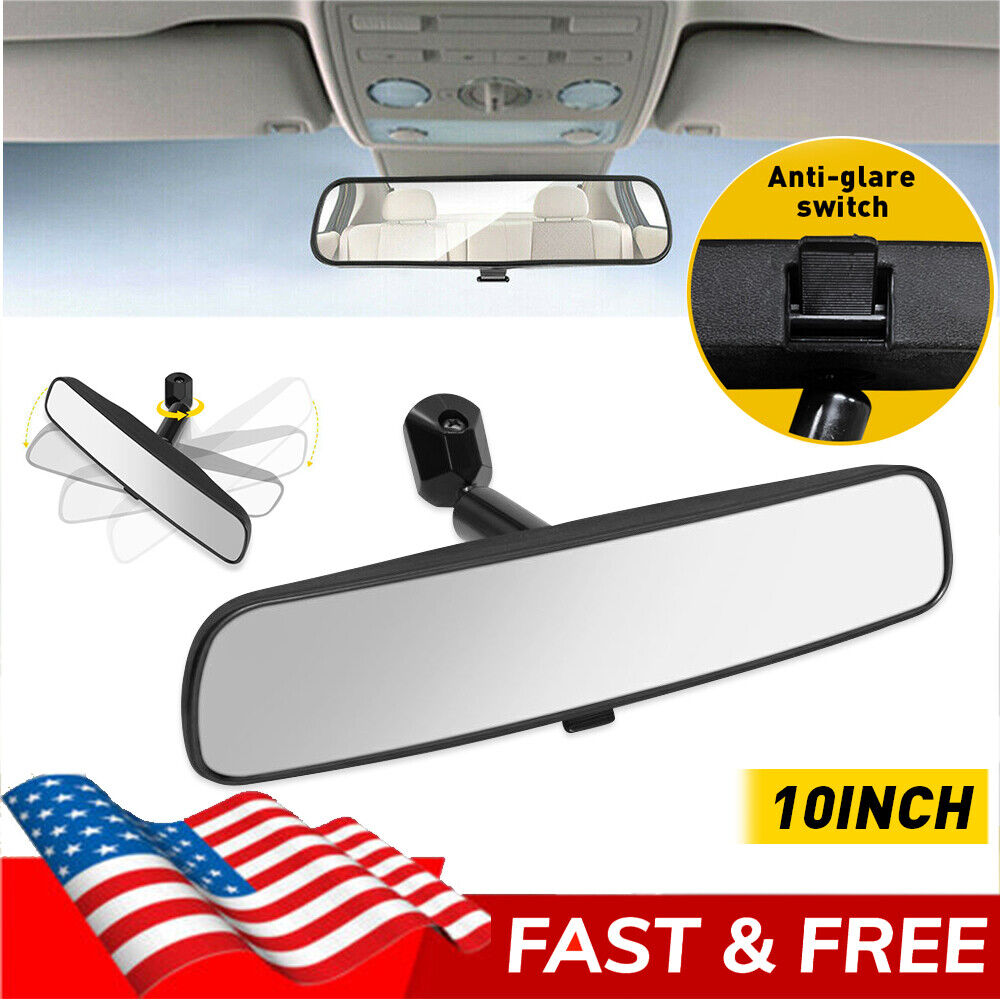 Universal Inner Inside Interior 10 Inch Rearview Rear View Mirror w/Adhesive Kit