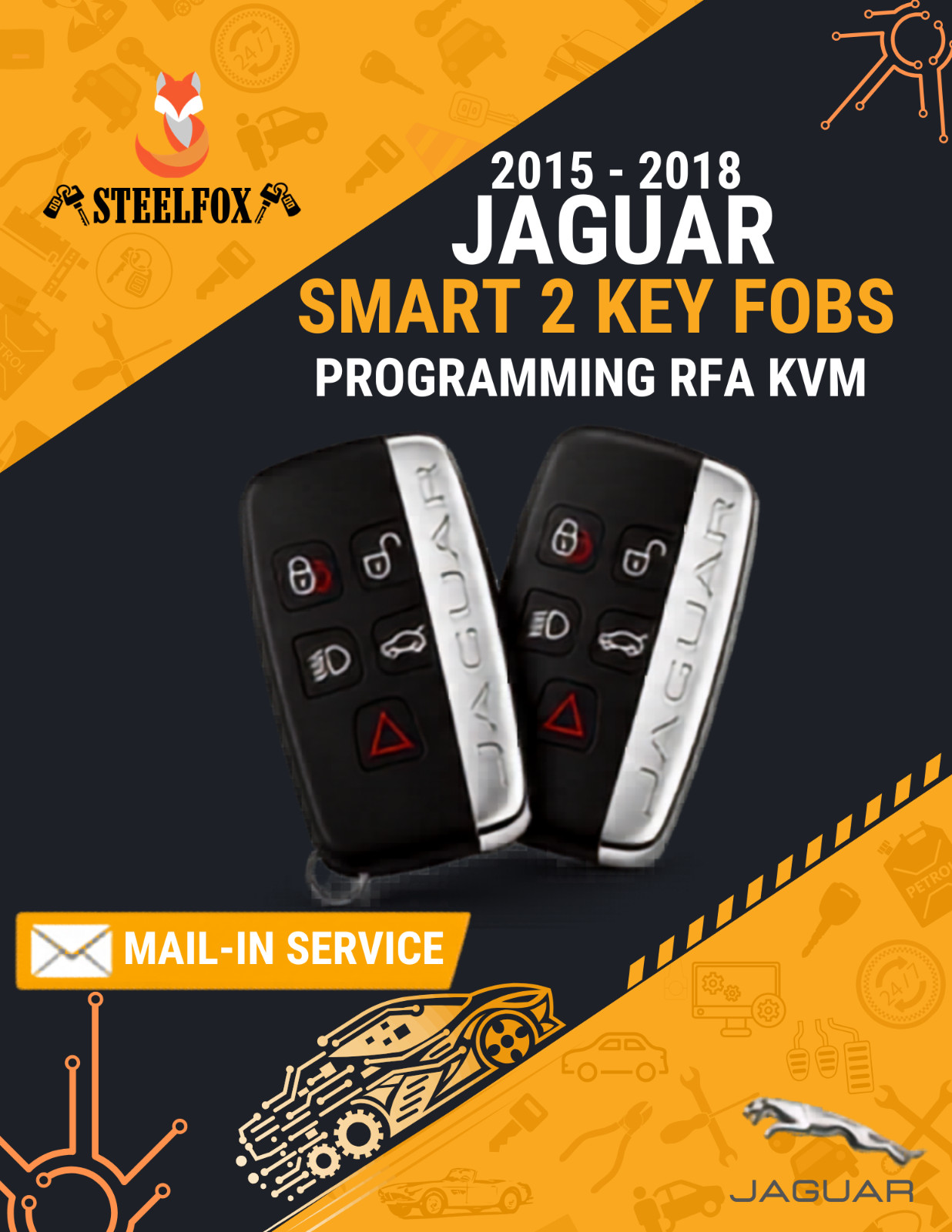 2015 - 2018 Jaguar Smart 2 key fobs Programming RFA KVM Mail-in Service