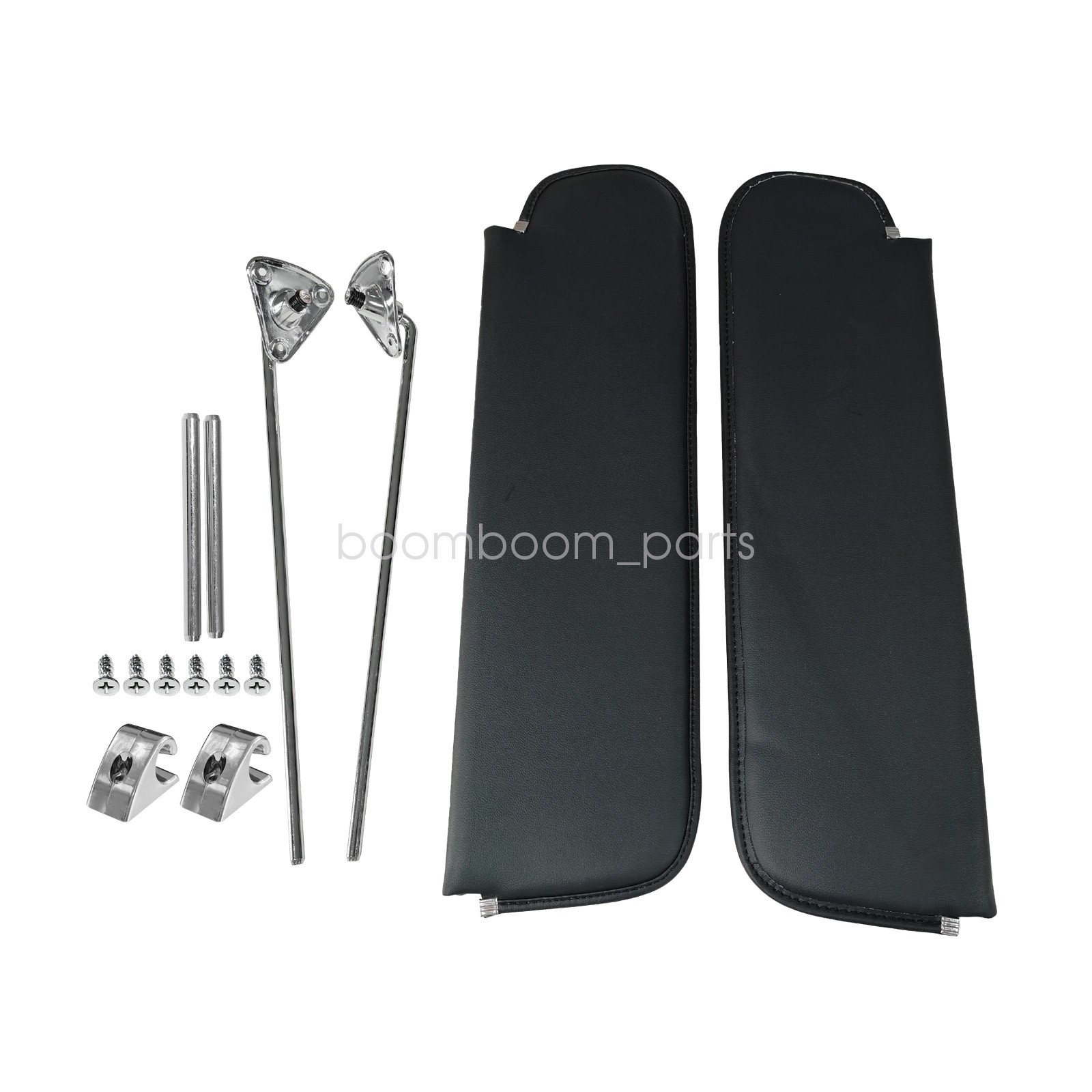 For 1967‑1972 Chevy GMC Truck Black Sun Visors Set With Chrome Mount Brackets