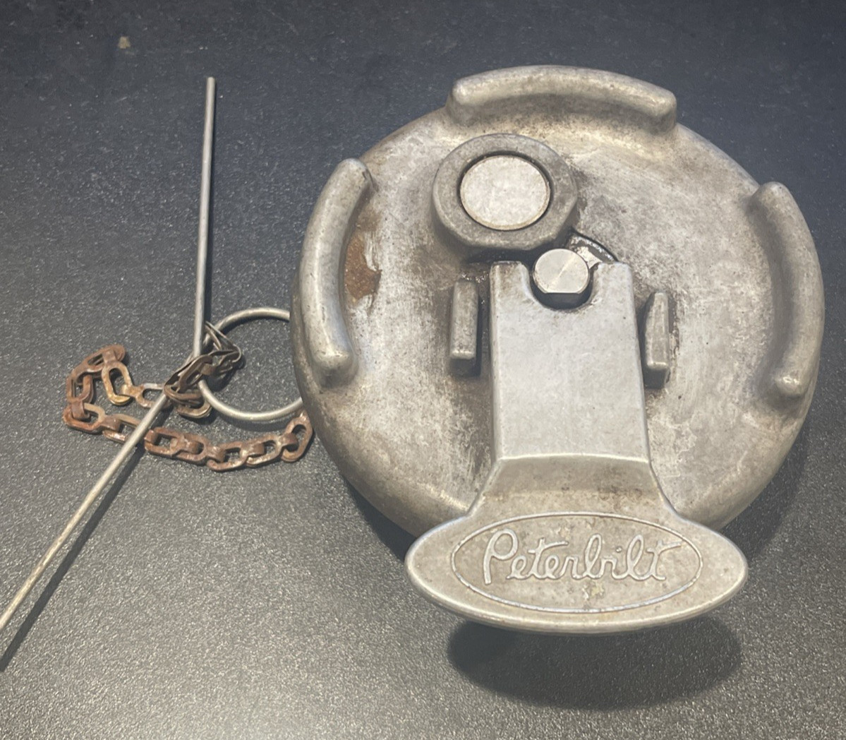 Vintage Peterbilt Locking Lever Style Fuel Cap - No Key