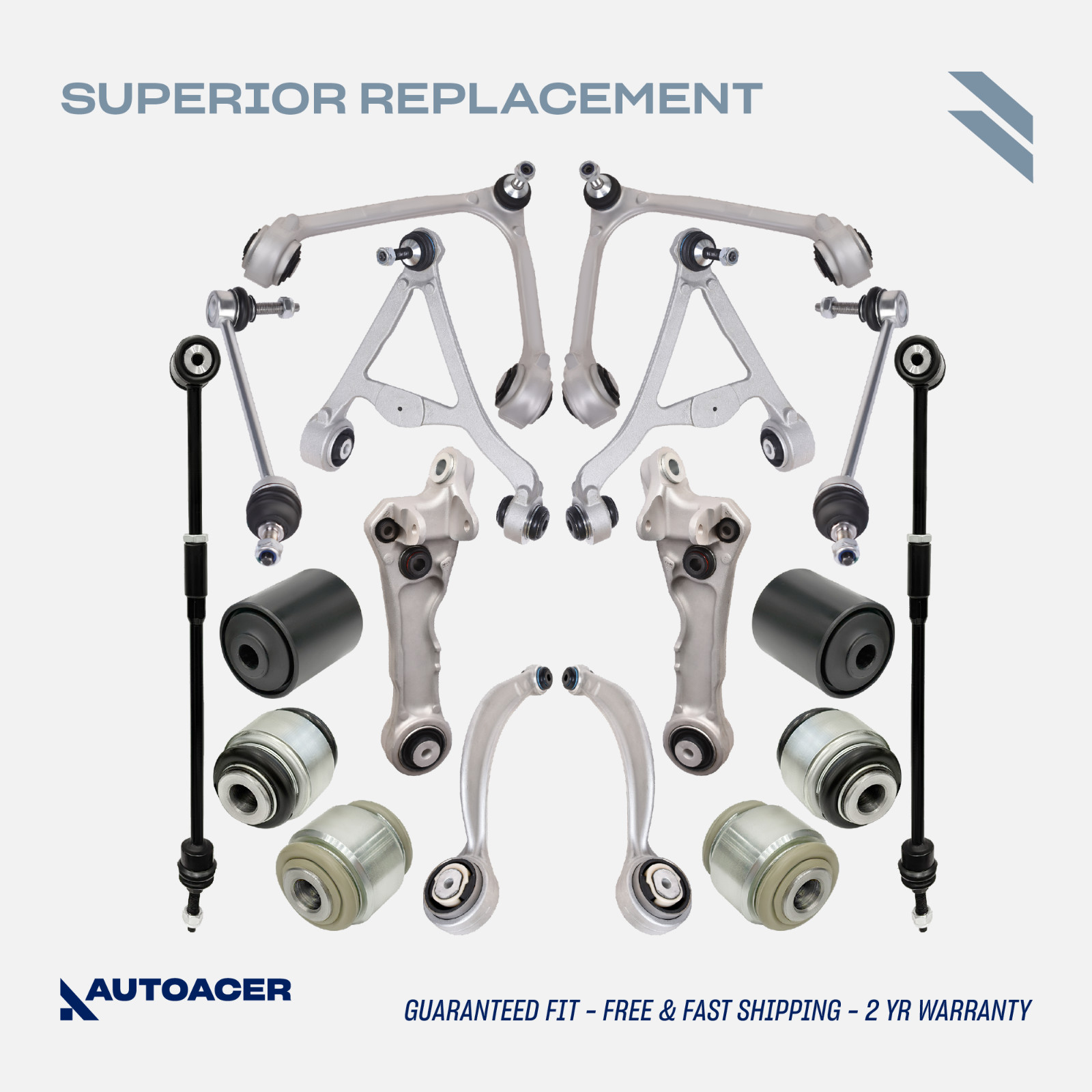 AUTOACER - 18p Front Rear Control Arms, Bushings, Links & Tie Rods for Jaguar XJ
