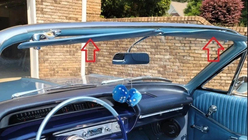 Sun Visor Pair blue vinyl Chevrolet Impala Convertible 1964