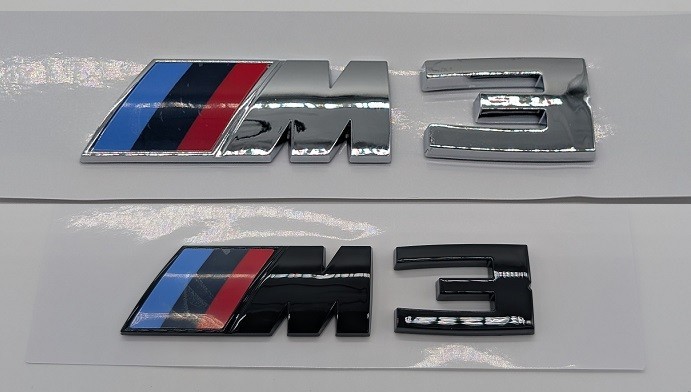 M3 BADGE FOR REAR TRUNK GLOSS BLACK OR CHROME 90mm x 20mm