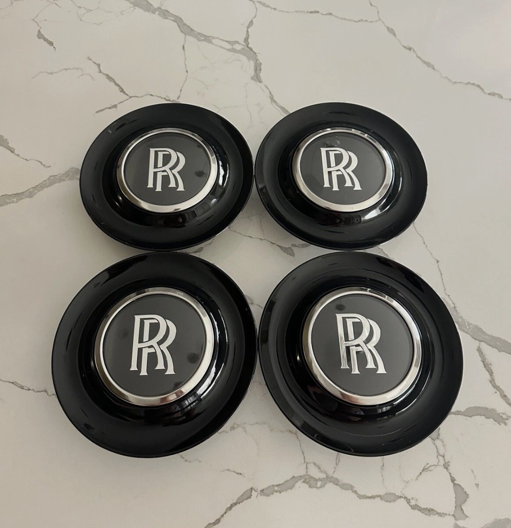4 Pc Floating Black Wheel Center Caps for Rolls Royce | ОEМ Quality