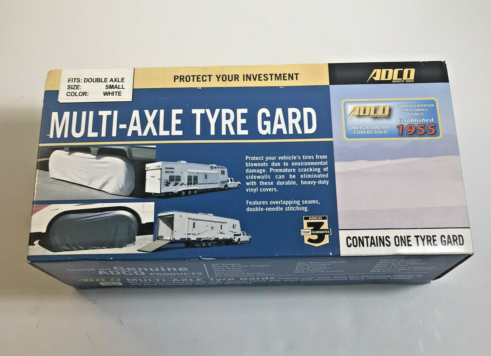 ADCO 3923 Multi Axle Tyre Gard Double RV Tire Cover White 30-32 White NEW
