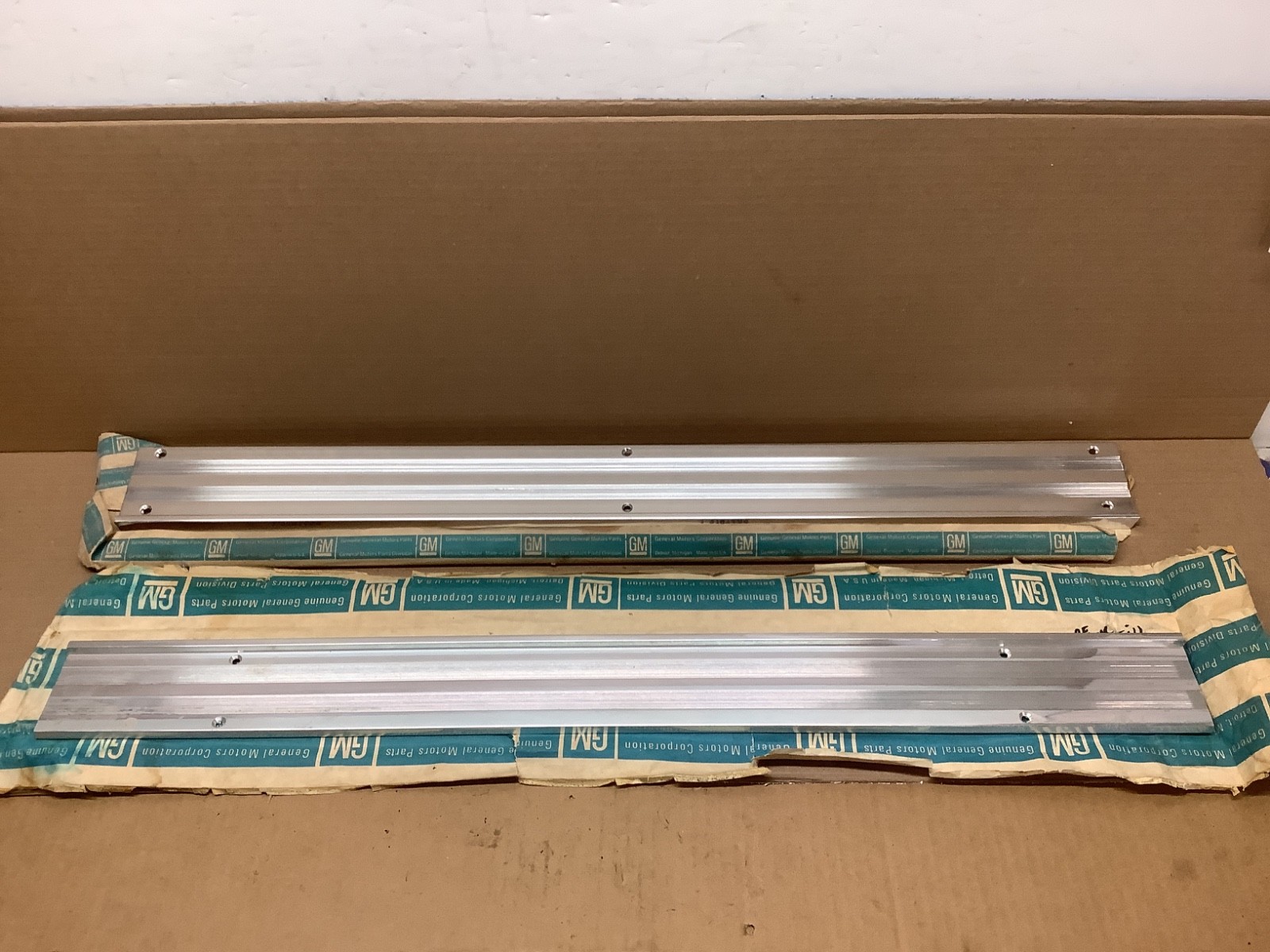 NOS 65 66 Corvette Interior Door Sill Plates 6 hole Pair 3797499 NCRS OEM NOS 65 66 Corvette Interior Door Sill Plates 6 hole Pair 3797499 NCRS OEM