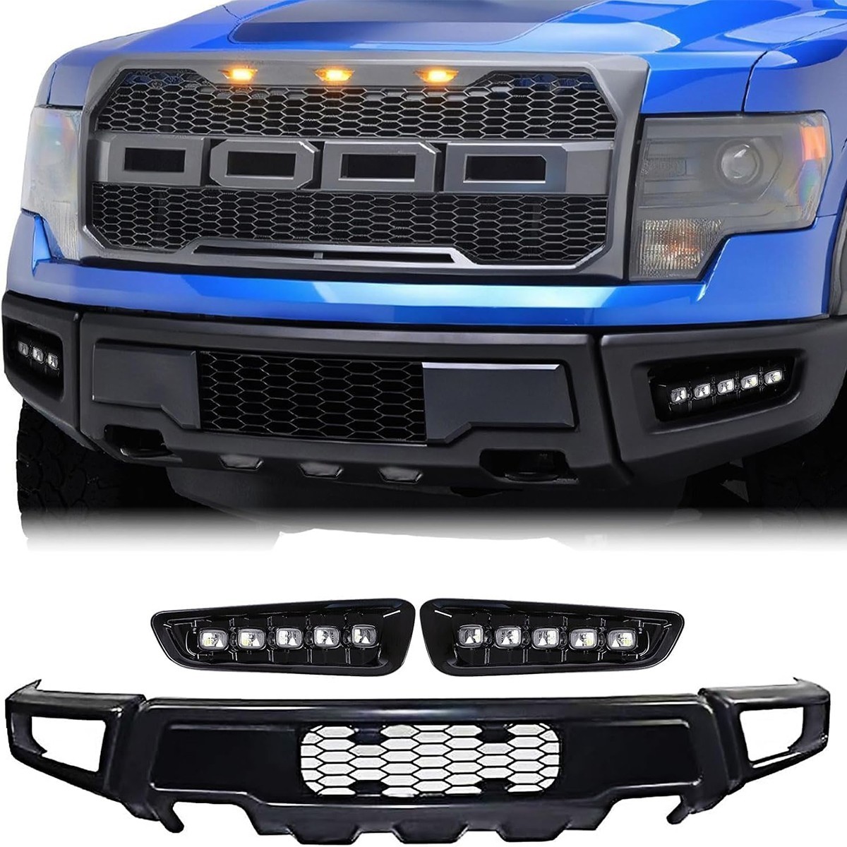 Front Bumper for 2009-2014 F150 Charcoal Gray Raptor style W/Fog Lights