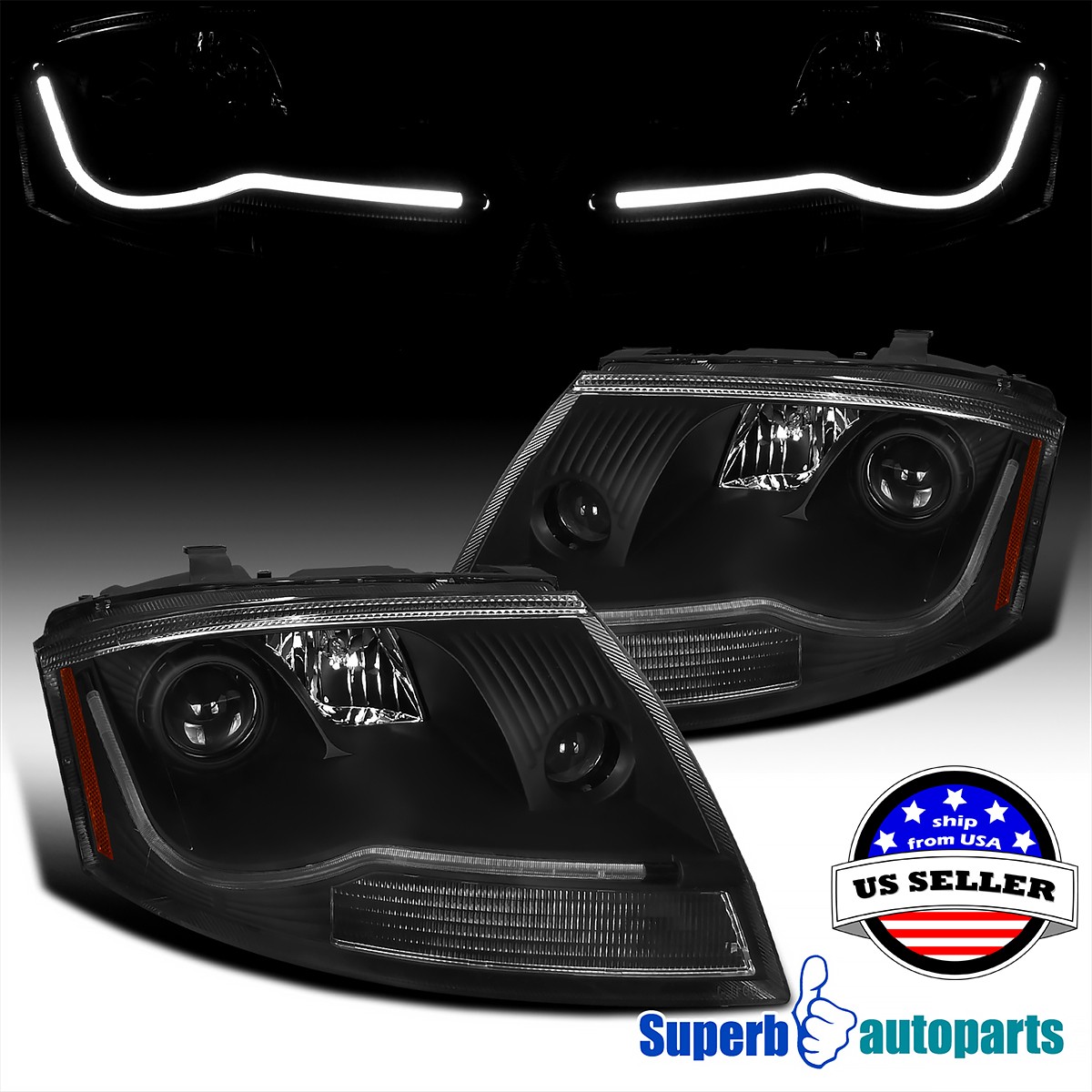 Fits 1999-2006 Audi TT Projector Headlights Head Lamps Black LED Strip Bar 99-06 Fits 1999-2006 Audi TT Projector Headlights Head Lamps Black LED Strip Bar 99-06
