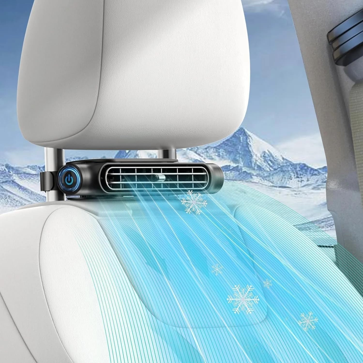 Mini Car mounted Seat Back Cooling Fan Portable 3 Speed Headrest Silent Cooler
