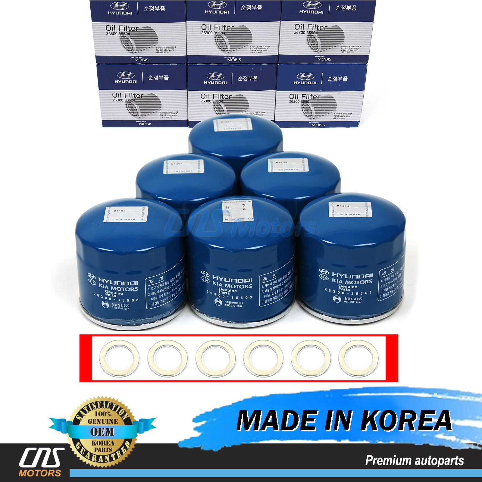 ⭐GENUINE OEM⭐ Oil Filters w/ Washers 6PACK for Genesis Hyundai Kia 2630035505