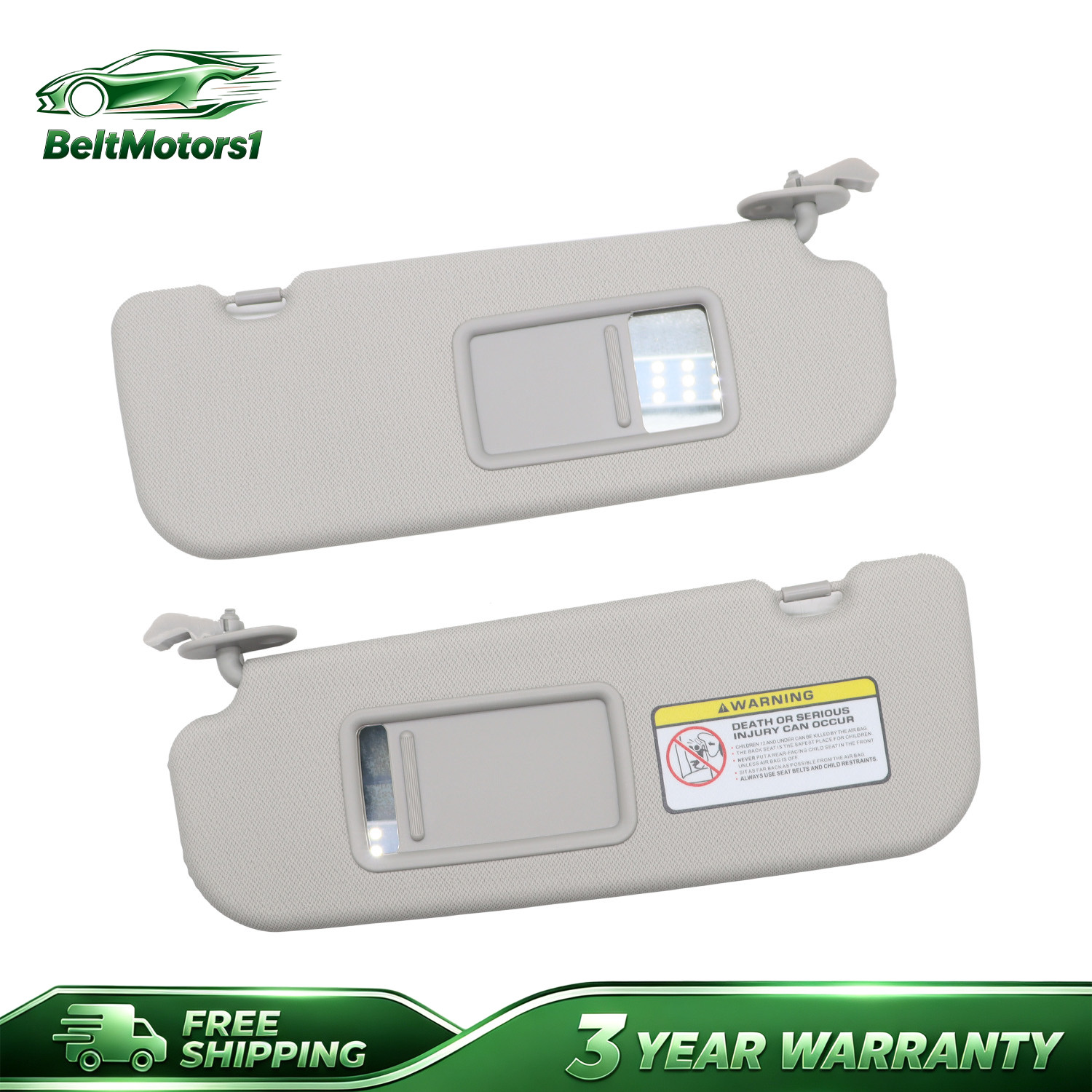For 2011-2015 Hyundai Elantra LH RH Gray Sun Visor Pair W/ Mirror