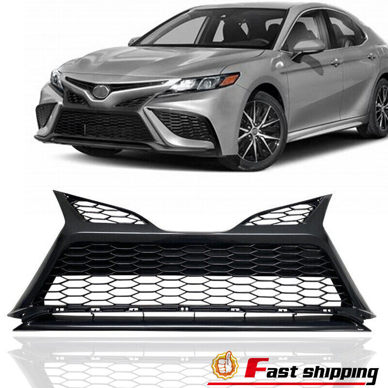 Fit 2021-2023 Toyota Camry SE XSE Front Lower Grille W/O Sensor Hole Gloss Black