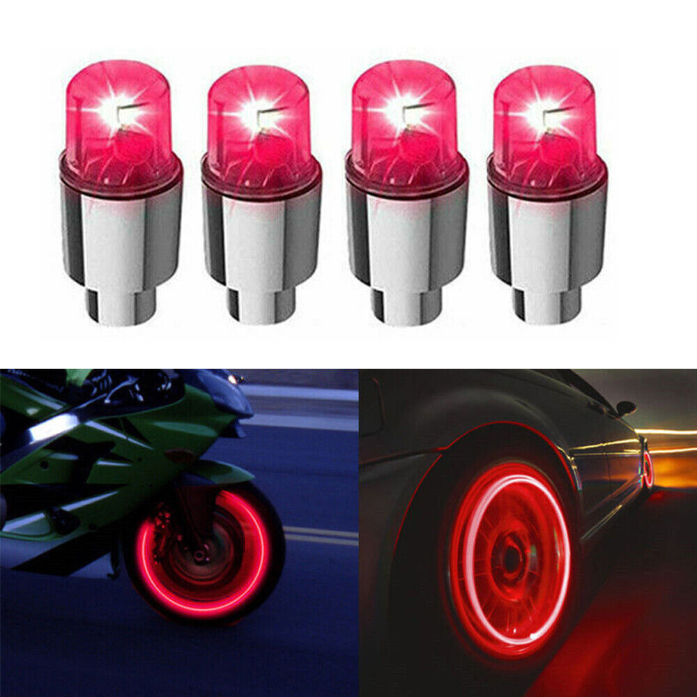 4-8PCS LED Wheel Valve Cap Lights Flashing Neon Lamp For Car Motorcycle Bike US