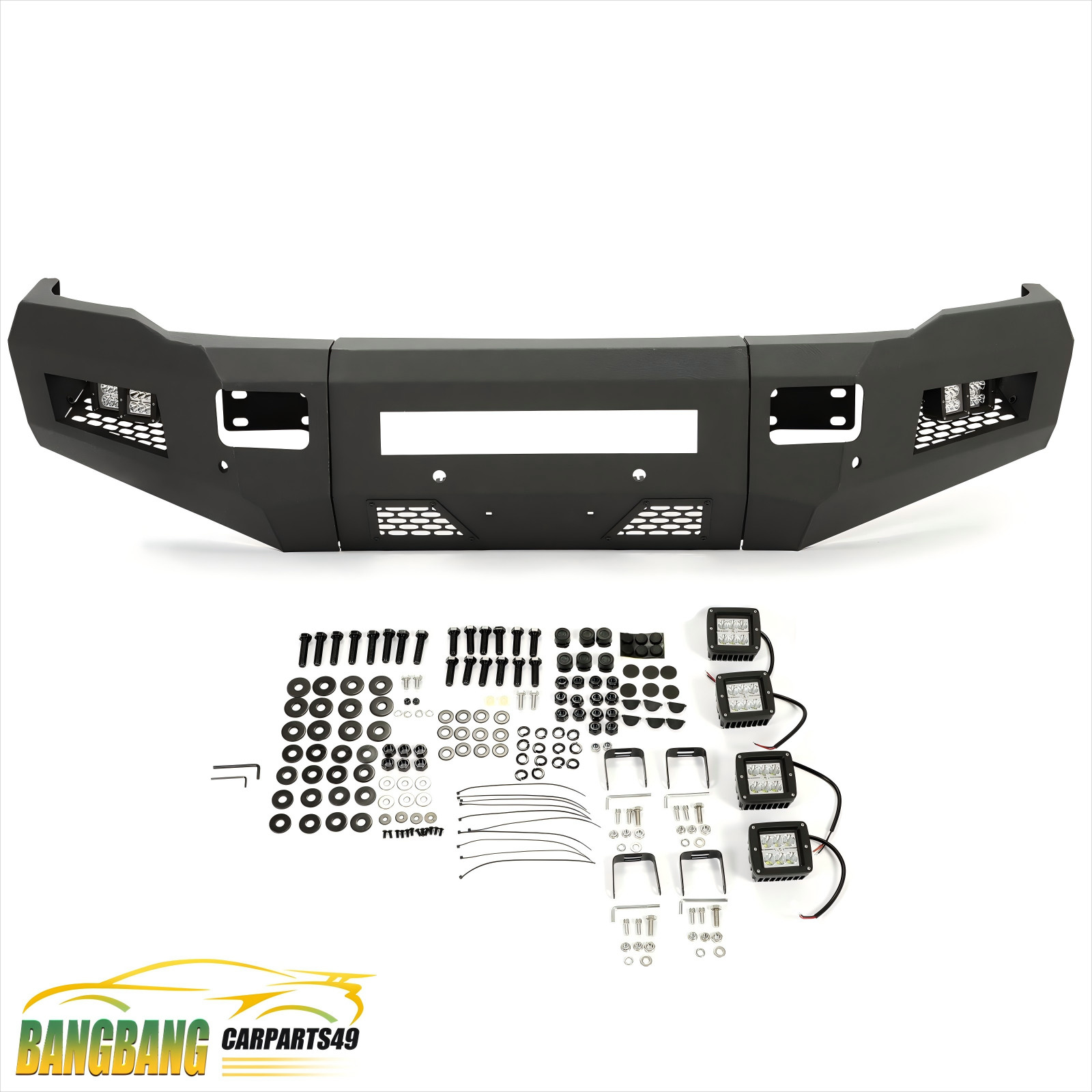 Fit 2010-2018 Ram 2500 3500 Front Winch Bumper w/ LED Fog Lights Textured 3PCS