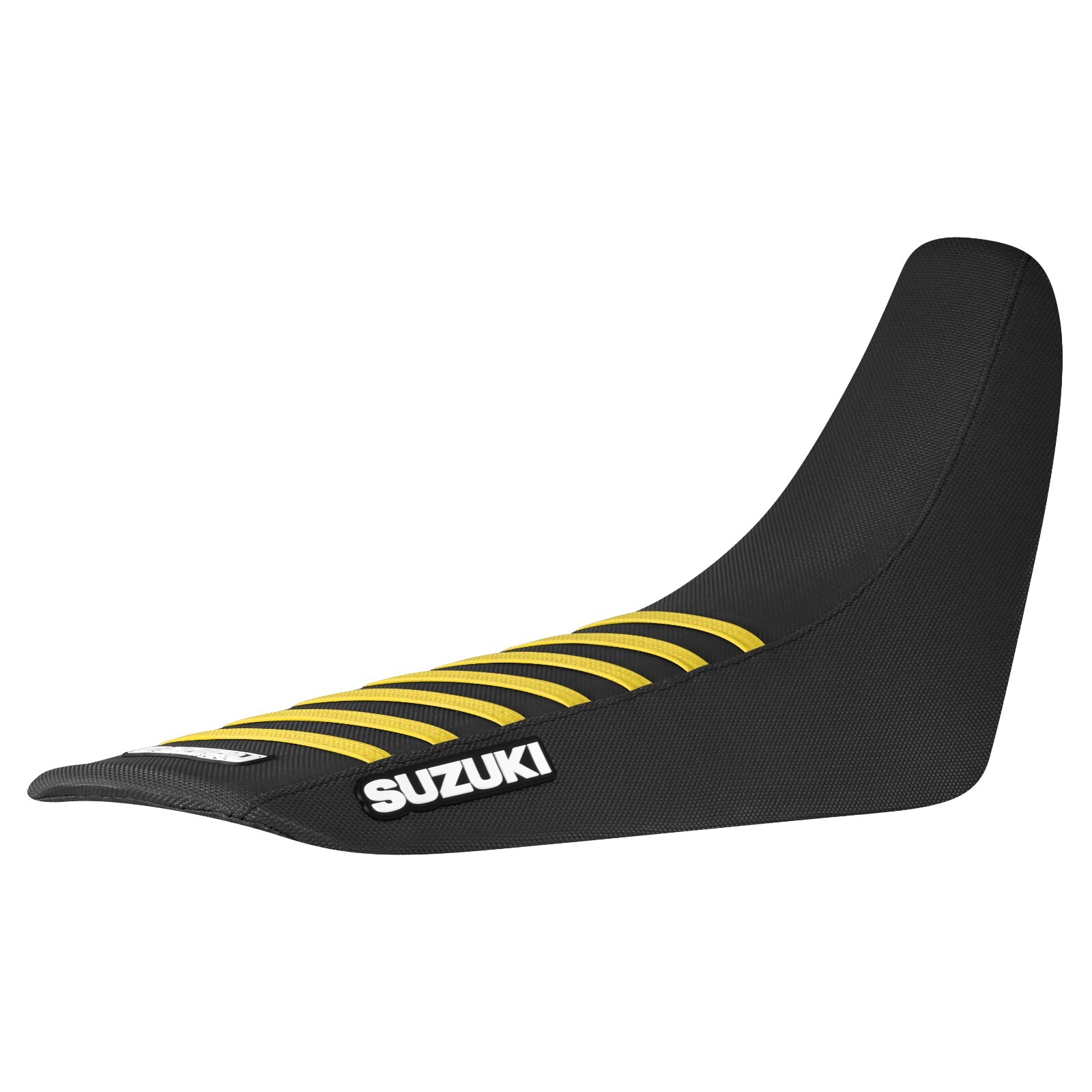 2001-2024 Suzuki DR 650 gripper seat cover  BLACK w/ YELLOW ribs #244 LOGO