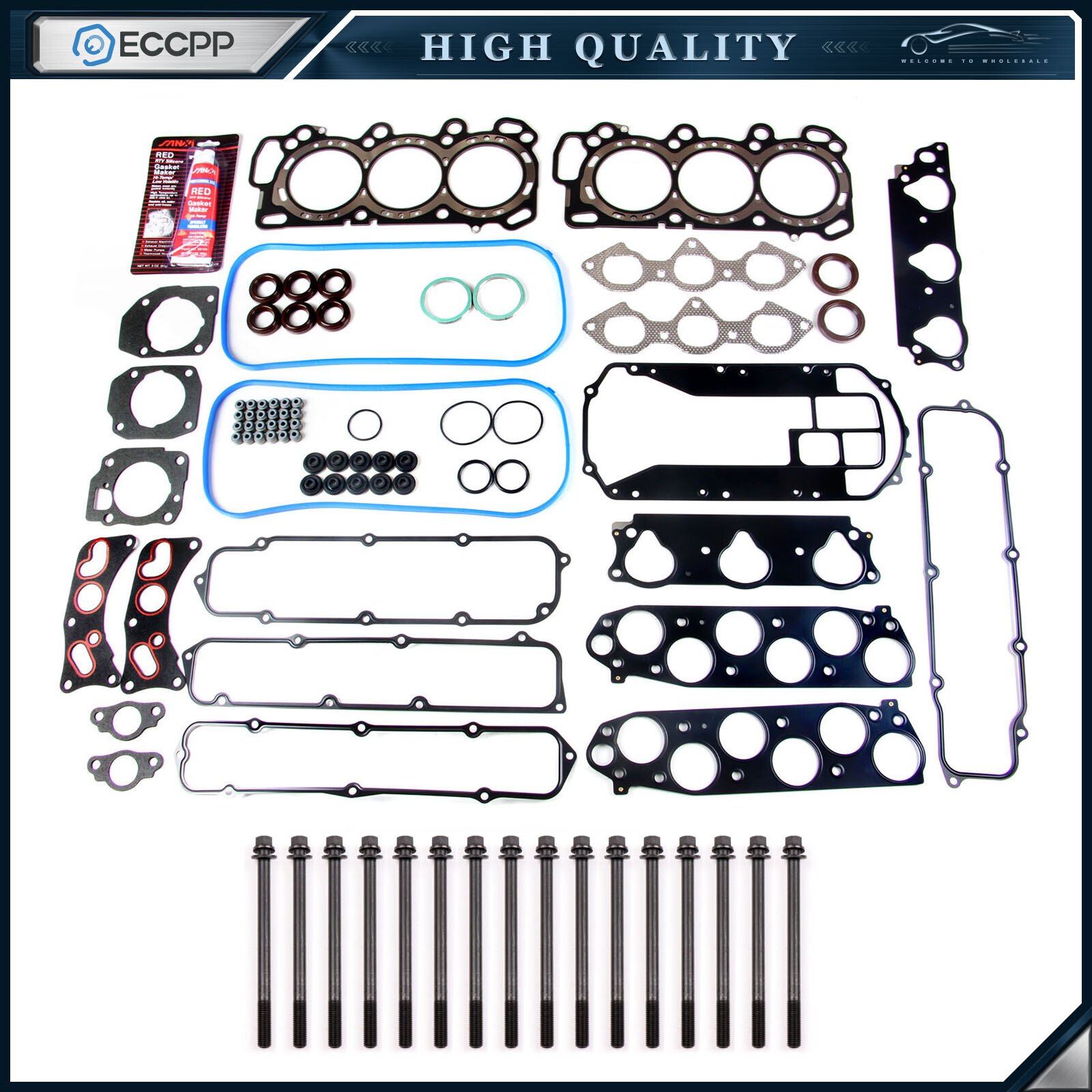 ECCPP Head Gasket Bolts Set For 00-04 Acura T C 3.2 MDX Honda Odyssey 3.5L SOHC