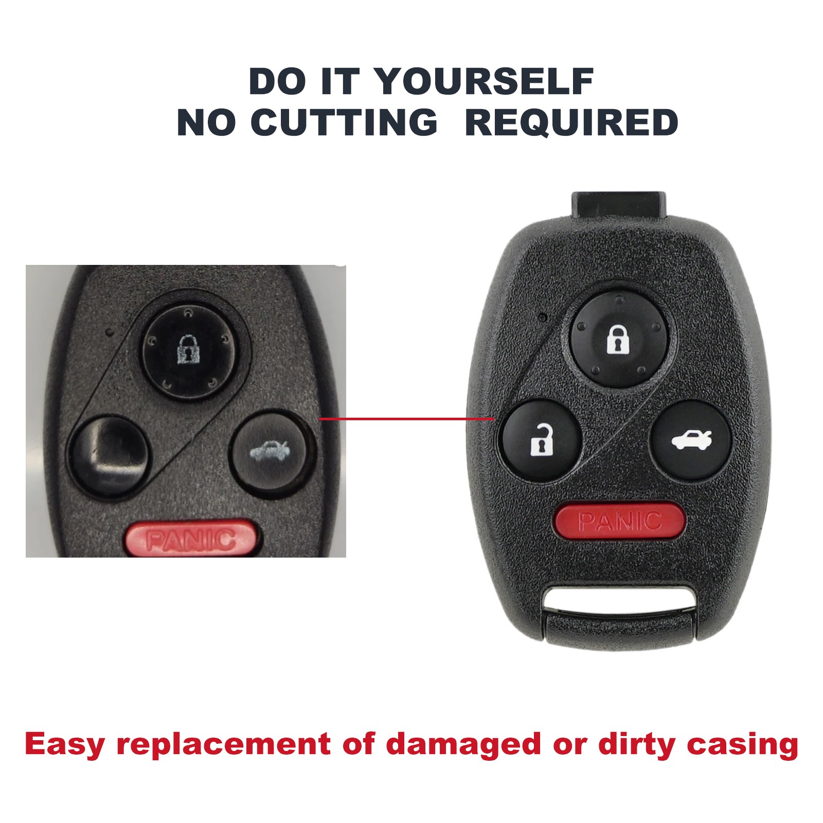 1PC  For 2009 2010 2011 2012 2013 Honda Accord - Remote Key Fob Uncut Shell Case