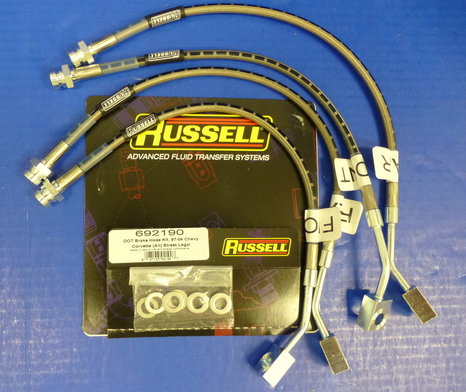 Russell 692190 Stainless Steel Brake Line Hose Kit Corvette C5 1997-04 Z06 Z06 Russell 692190 Stainless Steel Brake Line Hose Kit Corvette C5 1997-04 Z06 Z06