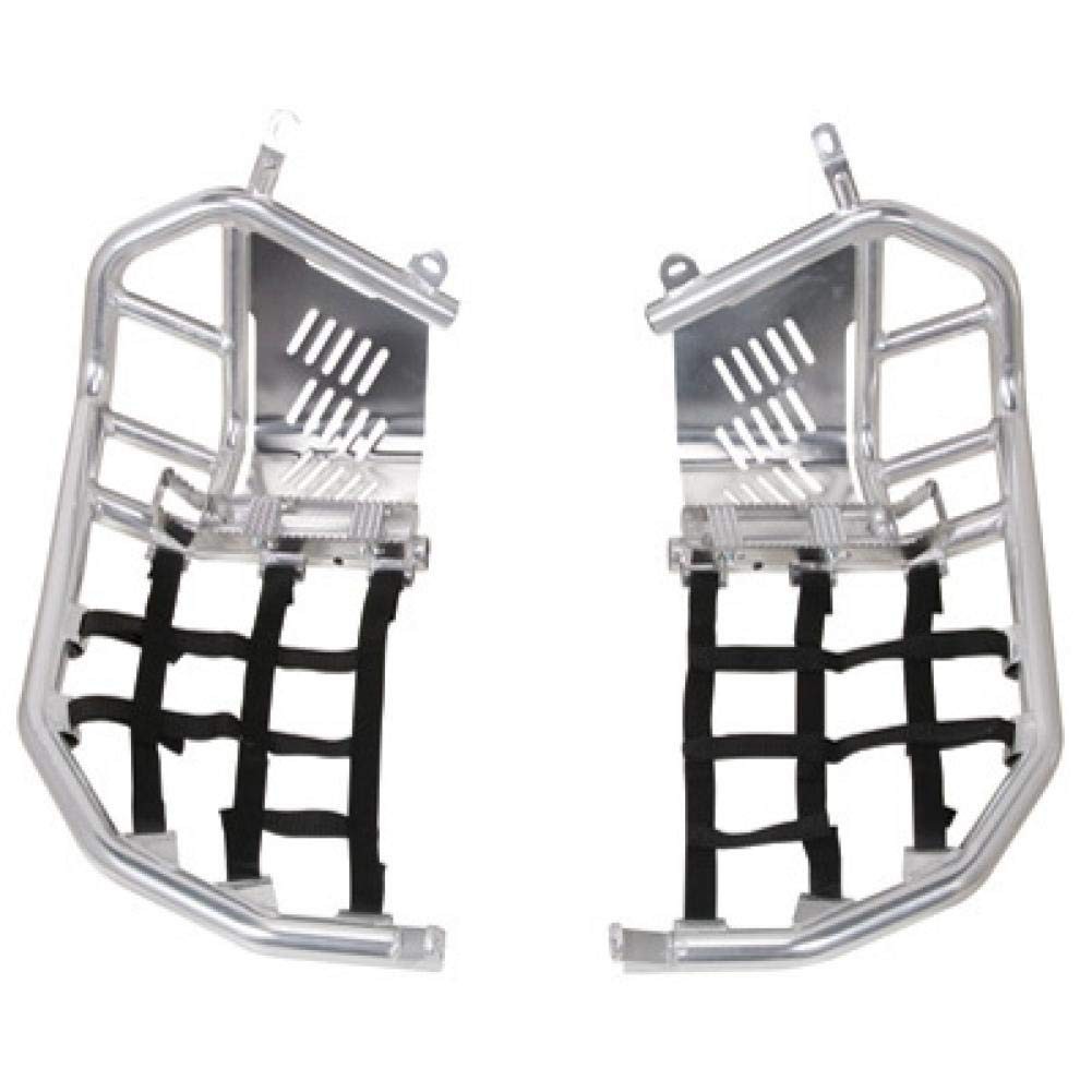 Tusk Foot Peg Nerf Bars Heel Guards Silver Black Webbing fits Kawasaki KFX 450R Tusk Foot Peg Nerf Bars Heel Guards Silver Black Webbing fits Kawasaki KFX 450R