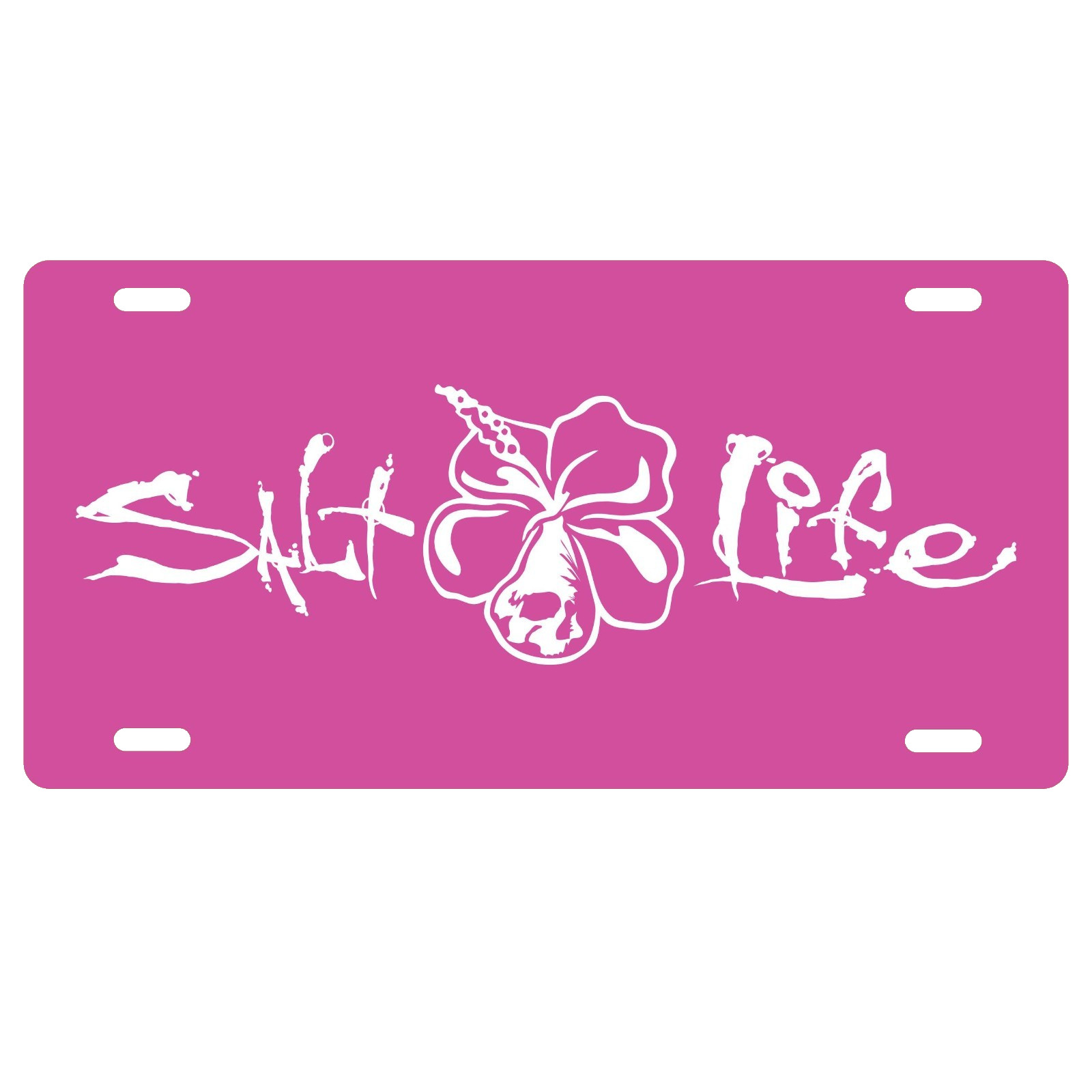 New Salt Life Logo with Hibiscus Flower Pink License Plate Tag Saltlife Salty New Salt Life Logo with Hibiscus Flower Pink License Plate Tag Saltlife Salty