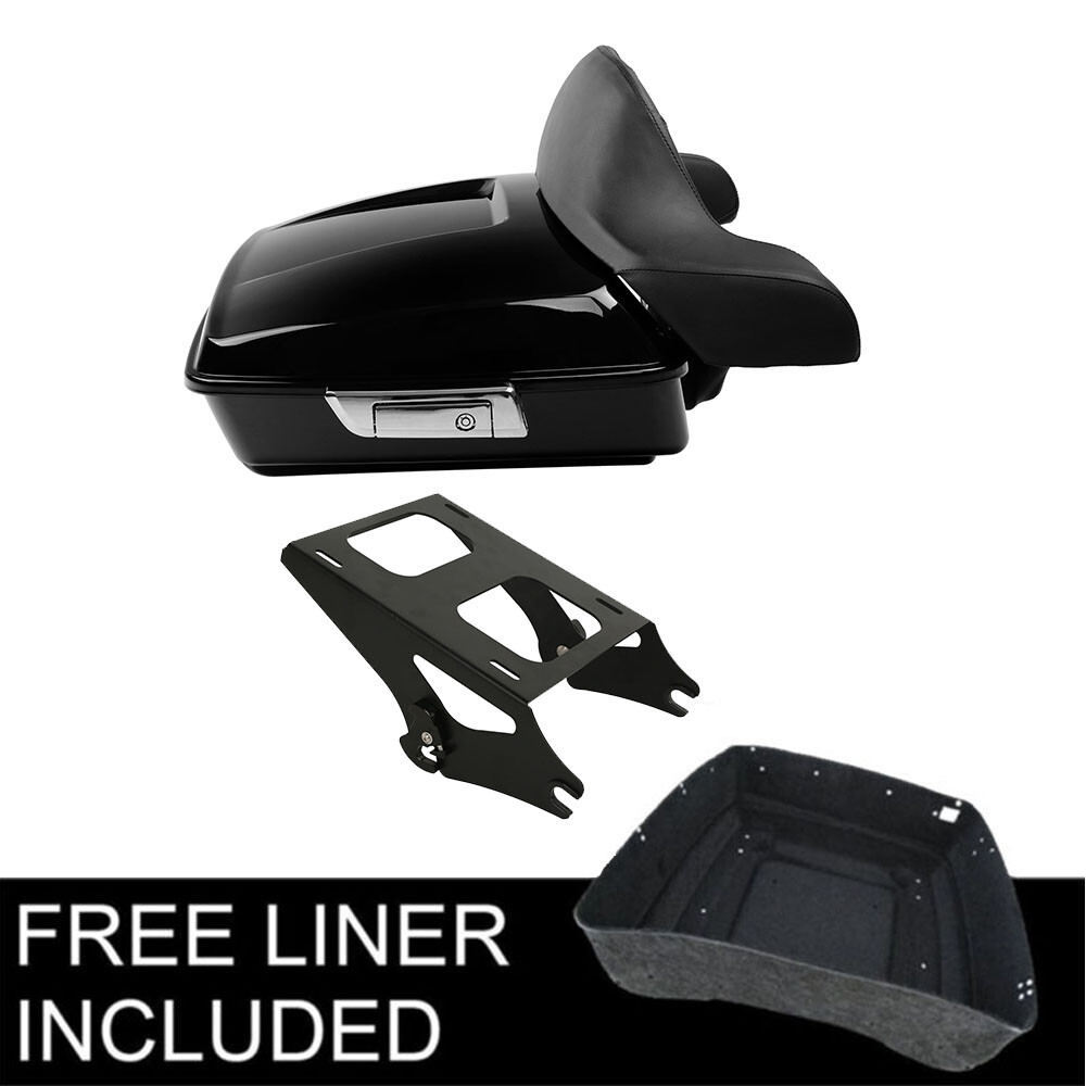 10.7\'\' Black Chopped Trunk Backrest Two Up Mount Fit For Harley Touring 2014-up