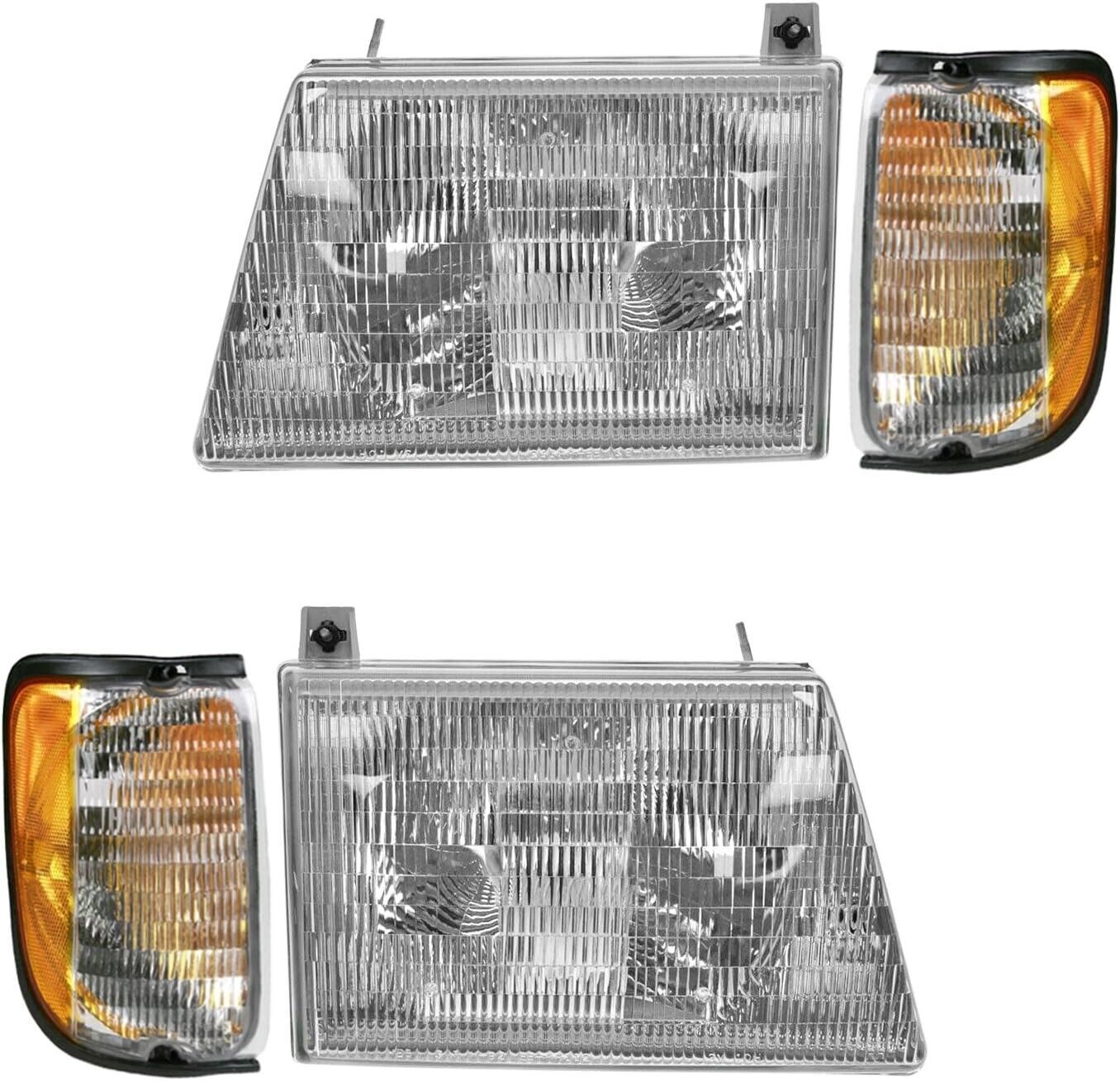 OE Style Fit 1992-2007 Ford Econoline E150 E250 Headlights+Corner Parking Signal