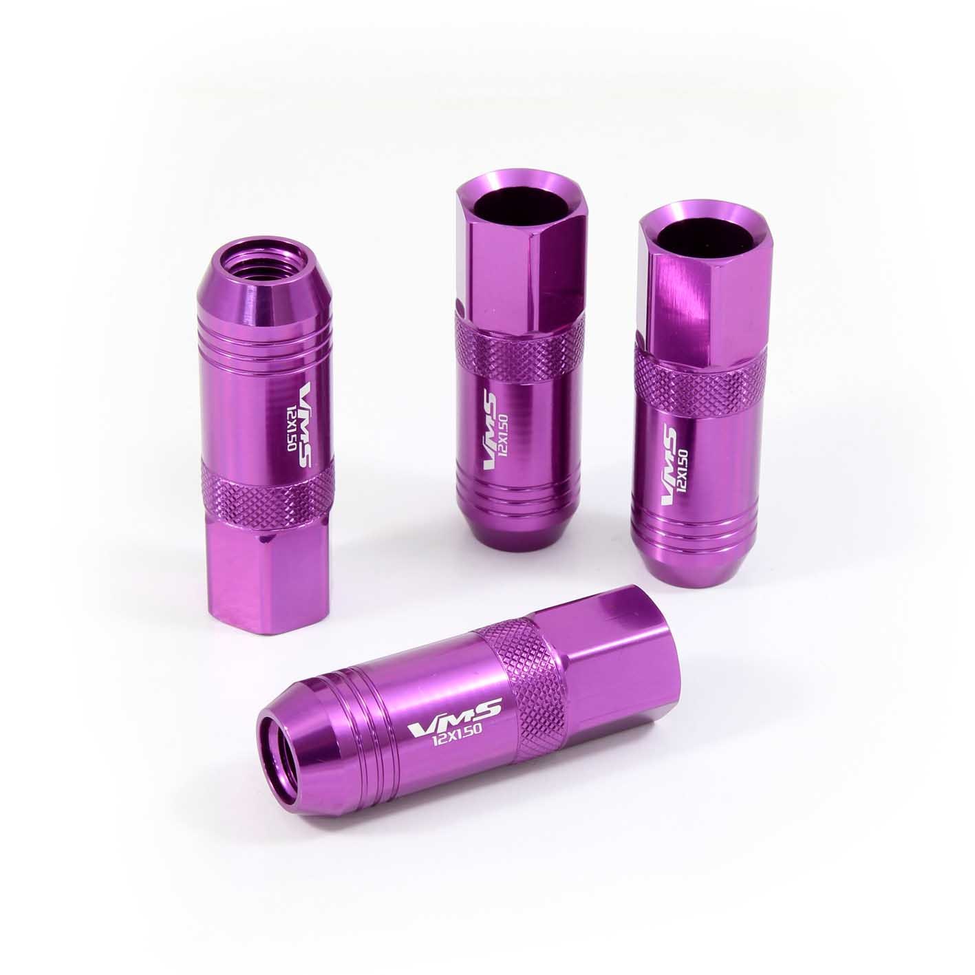 VMS 16 PURPLE 60MM ALUMINUM EXTENDED TUNER LUG NUTS LUGS FOR WHEELS RIMS 12X1.5